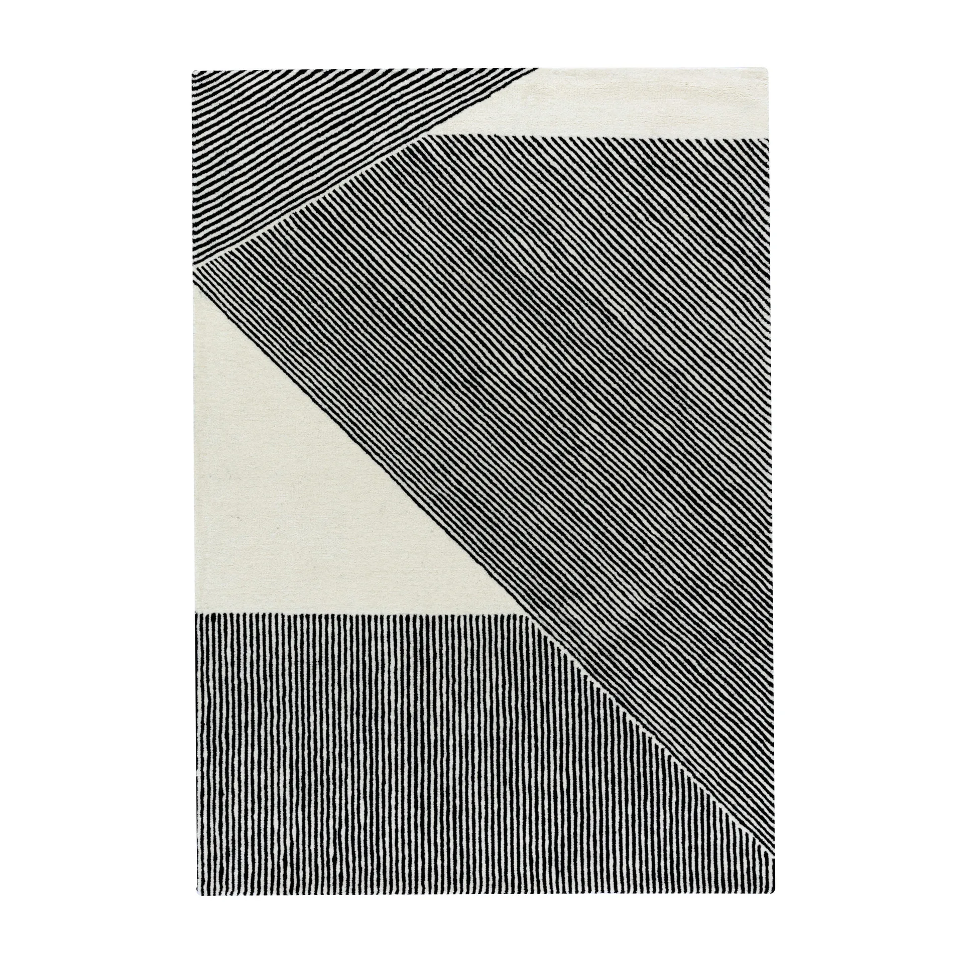 Tapis en laine Stripes blanc nature, 170x240 cm NJRD