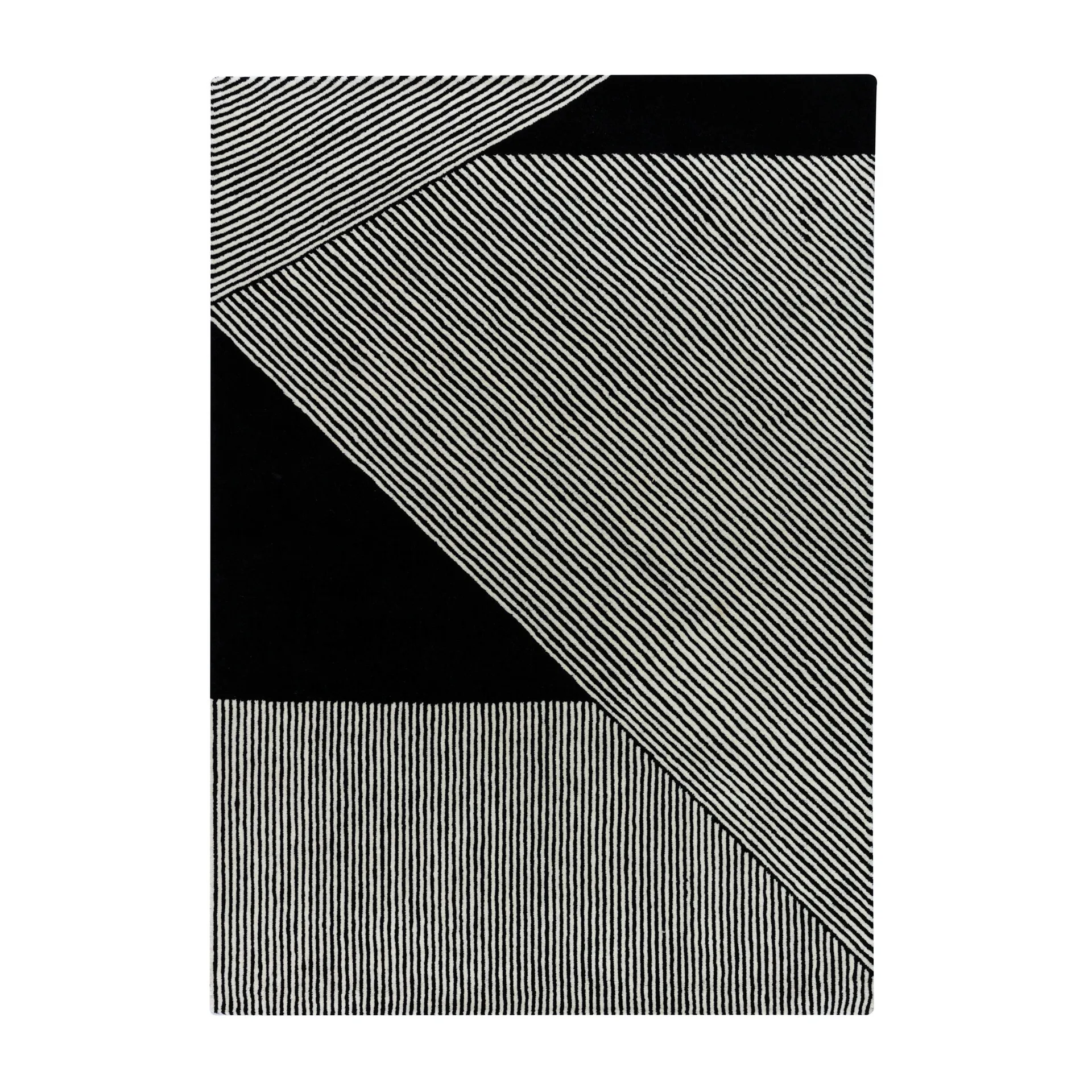 Tapis en laine Stripes noir, 170x240 cm NJRD