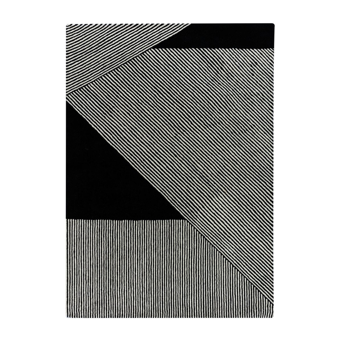 NJRD Tapis en laine Stripes noir 170x240 cm | Design Scandinave | Tapis en laine | Noir