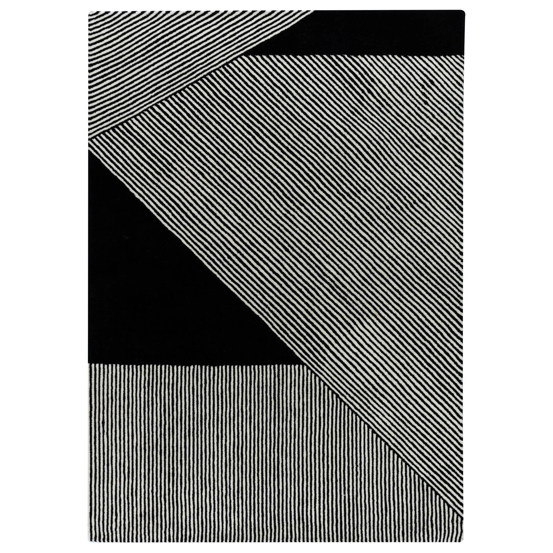 Tapis en laine Stripes noir, 200x300 cm NJRD