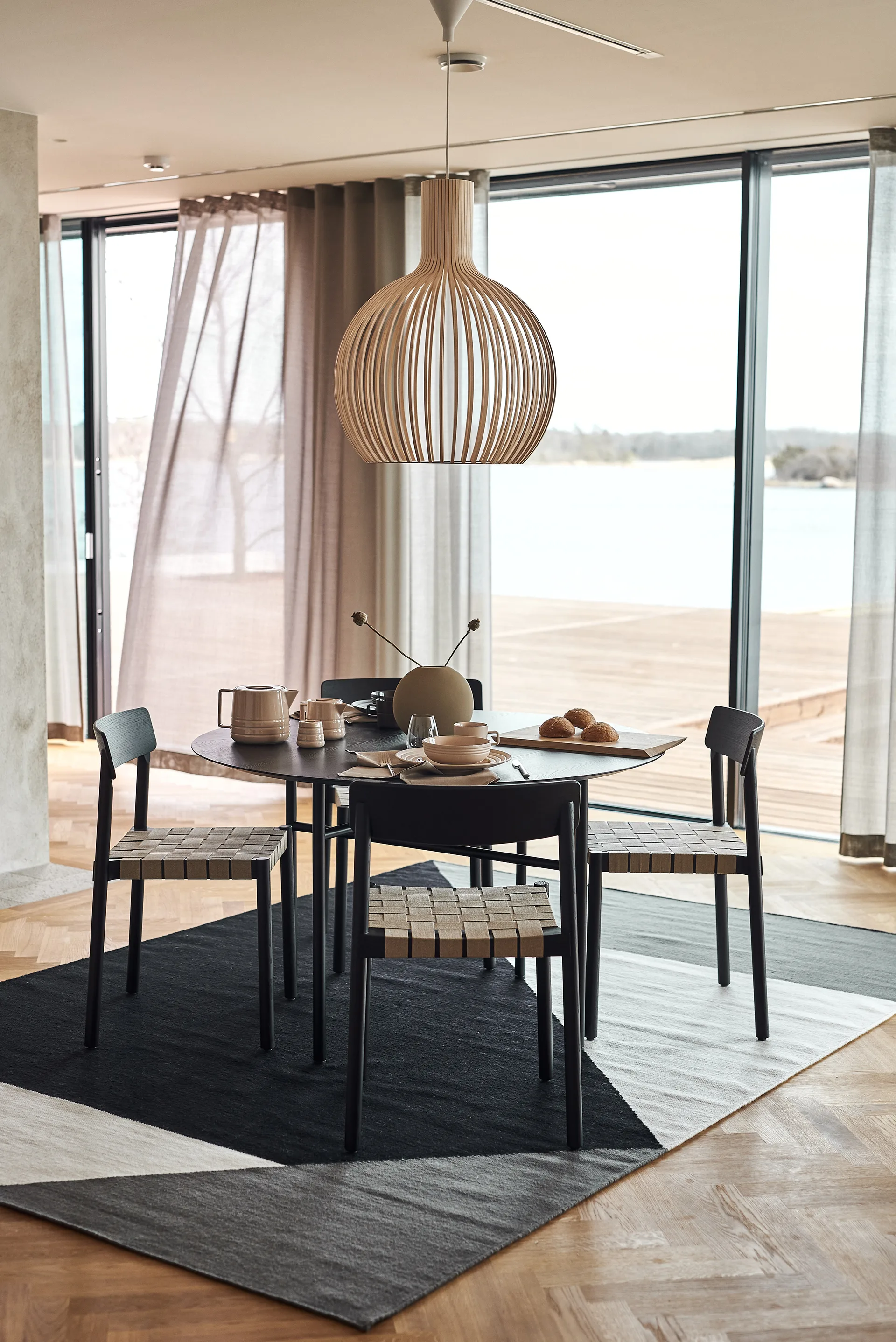 Tapis Kelim Stripes blocks noir, 170x240 cm NJRD