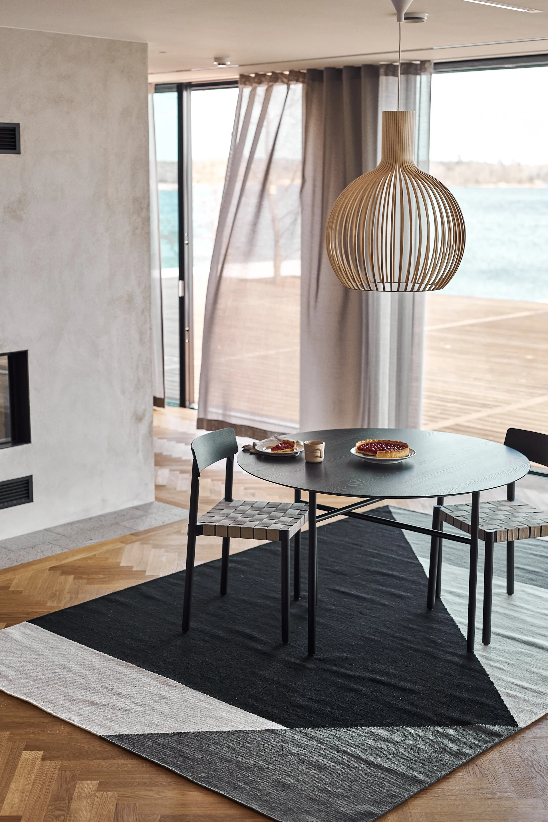 Tapis Kelim Stripes blocks noir, 200x300 cm NJRD