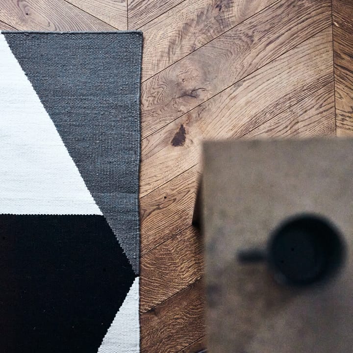 Tapis Kelim Stripes blocks noir, 80x240 cm NJRD