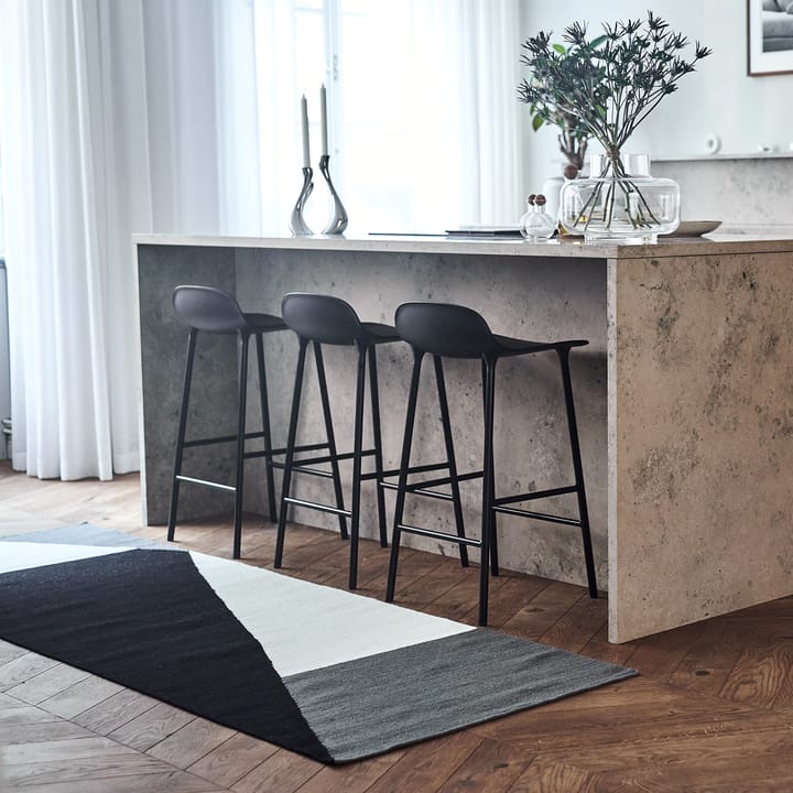 Tapis Kelim Stripes blocks noir, 80x240 cm NJRD