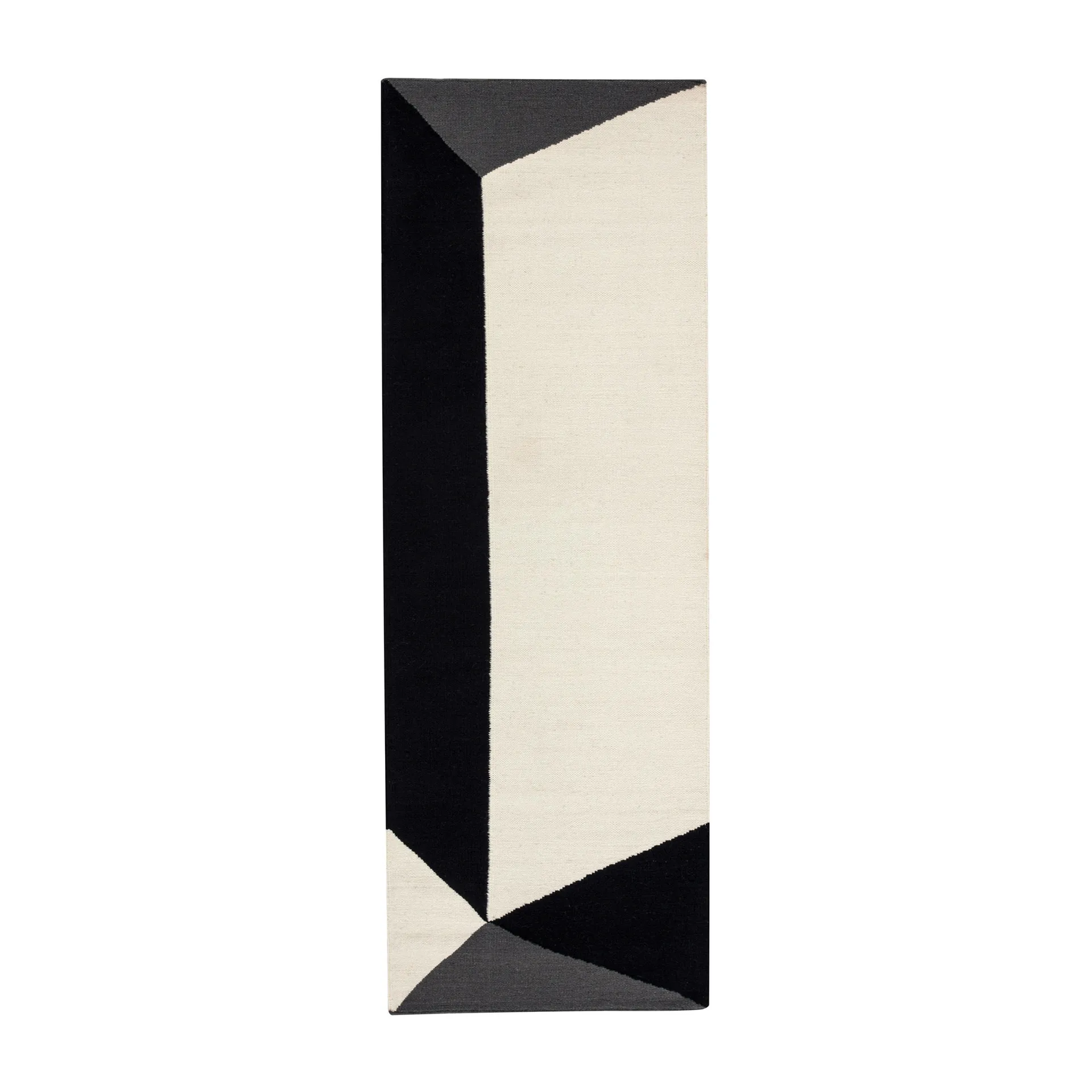Tapis Kelim Triangles blocks blanc nature, 80x240 cm NJRD