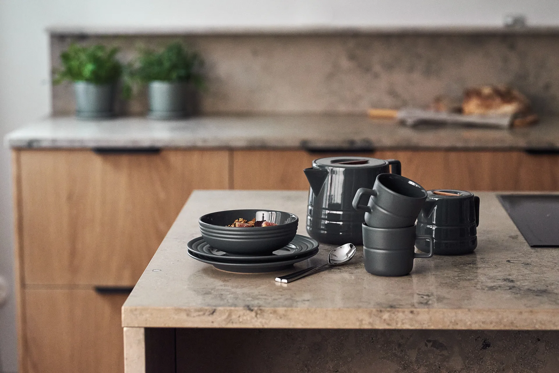 Tasse Lines 30 cl Lot de 2, Gris foncé NJRD