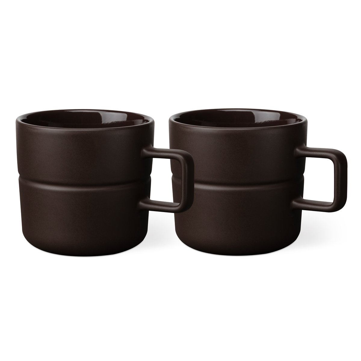 NJRD Tasse Lines 50 cl Lot de 2 Marron | Design Scandinave | Tasses à café | Marron