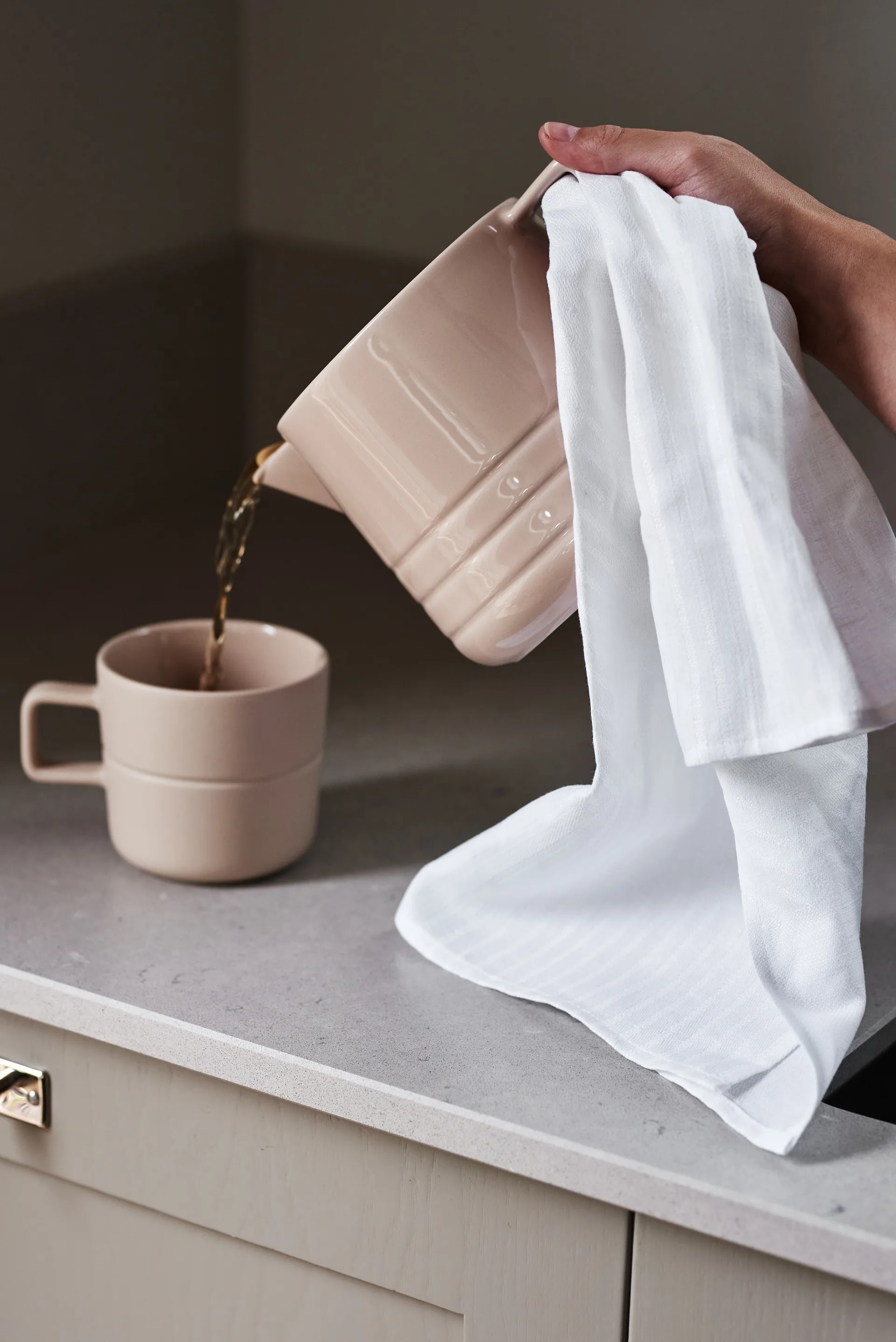 Torchon Stripes 47x70 cm Lot de 2, Blanc NJRD