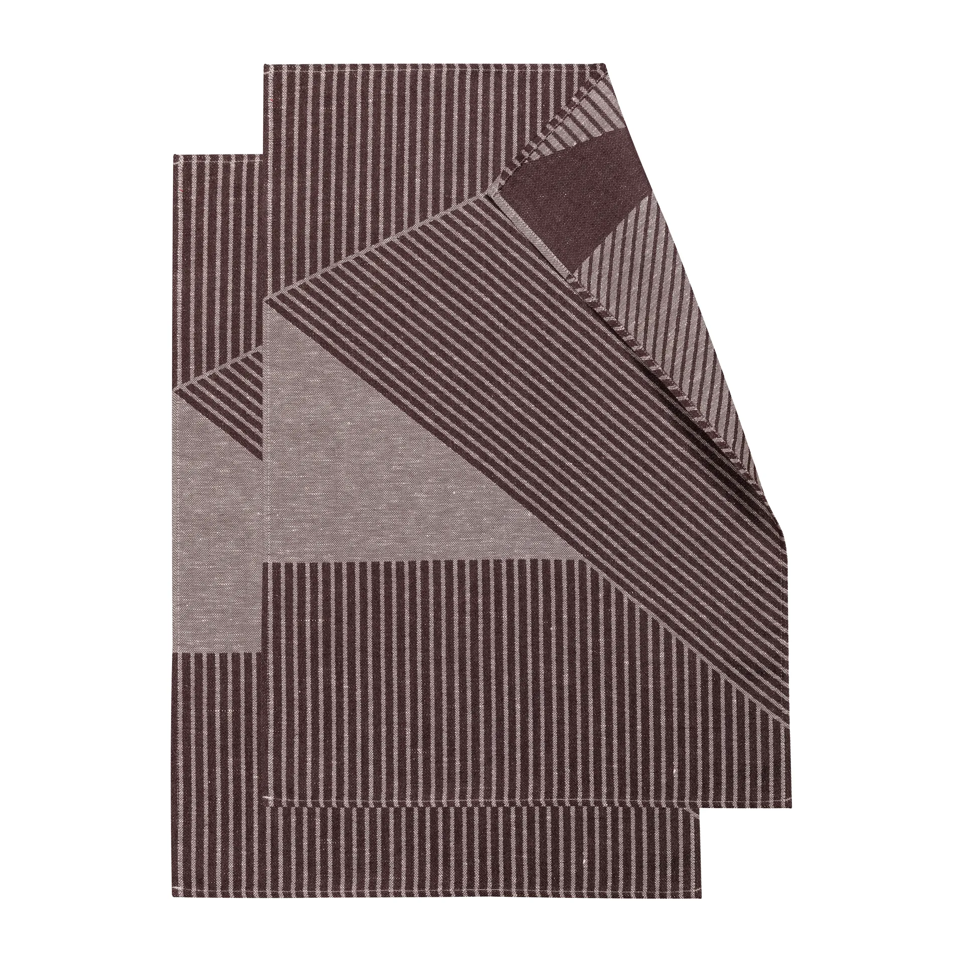 Torchon Stripes 47x70 cm Lot de 2, Marron-blanc NJRD