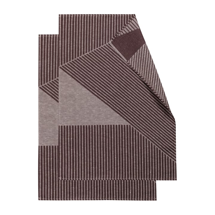Torchon Stripes 47x70 cm Lot de 2 - Marron-blanc - NJRD