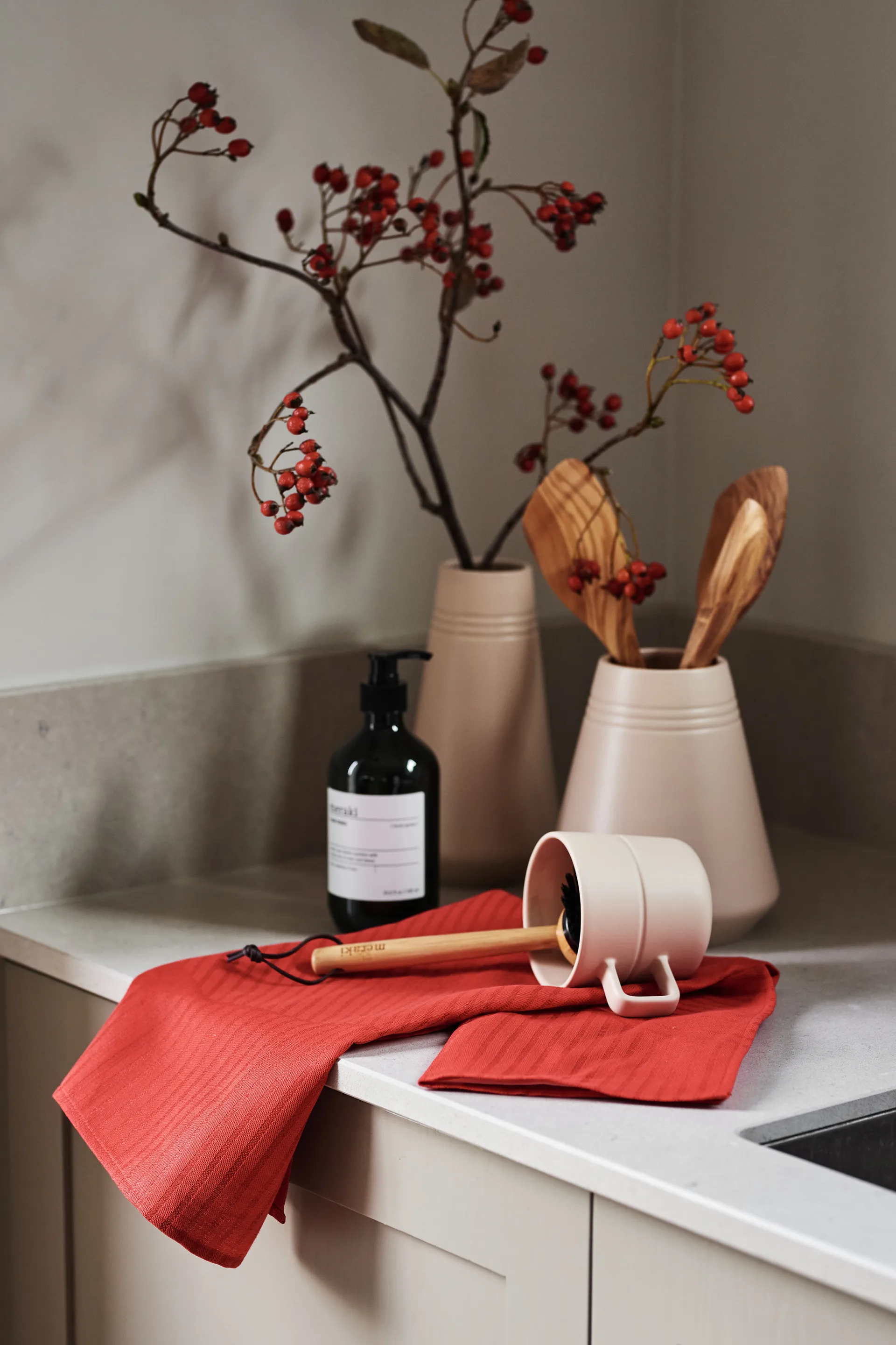 Torchon Stripes 47x70 cm Lot de 2, Rouge NJRD