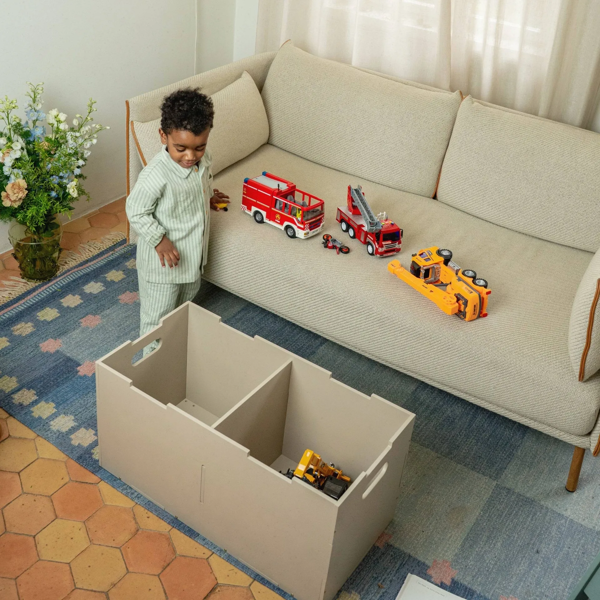 Boîte de rangement Cube Long, Beige Nofred