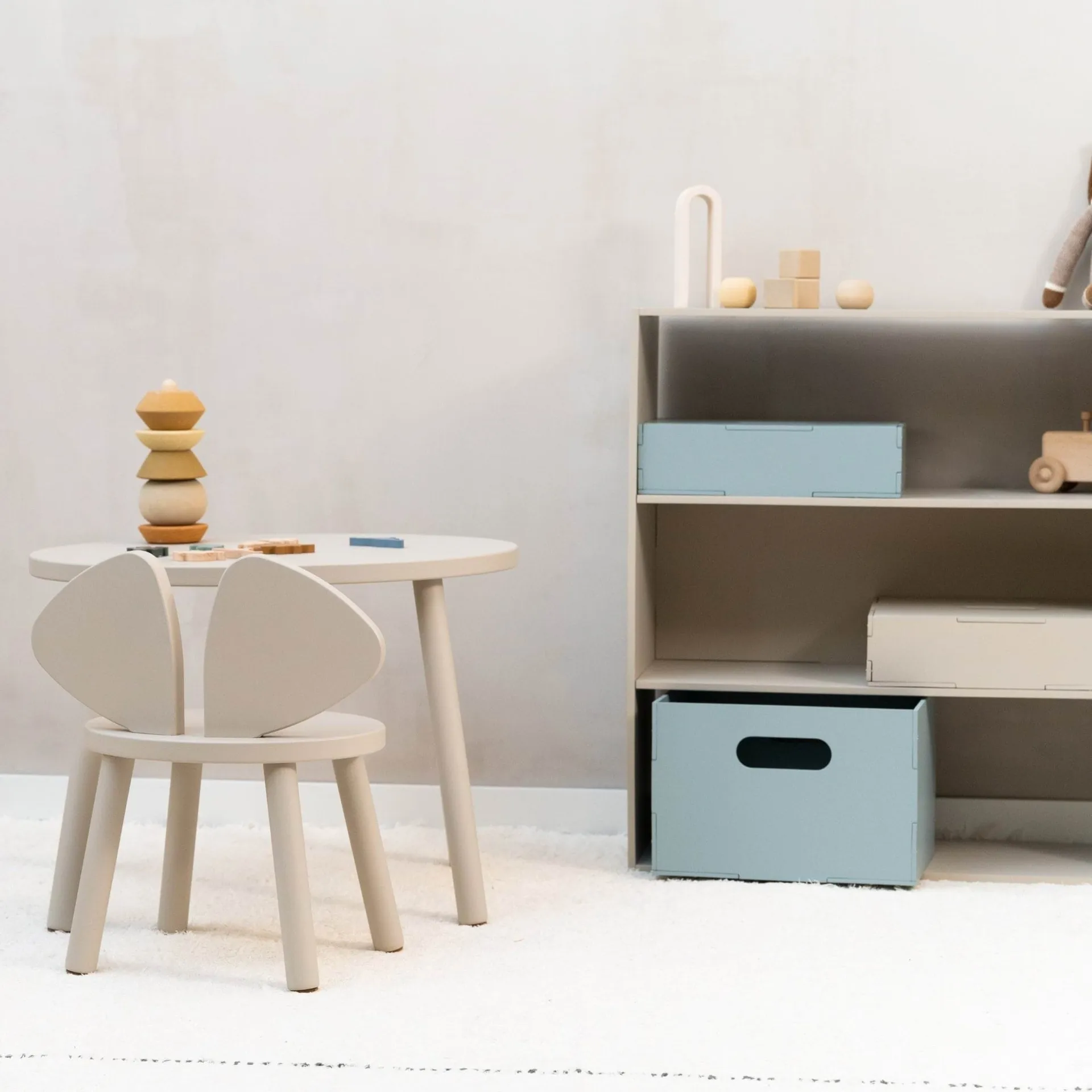 Ensemble Mouse chaise haute + table, Beige Nofred