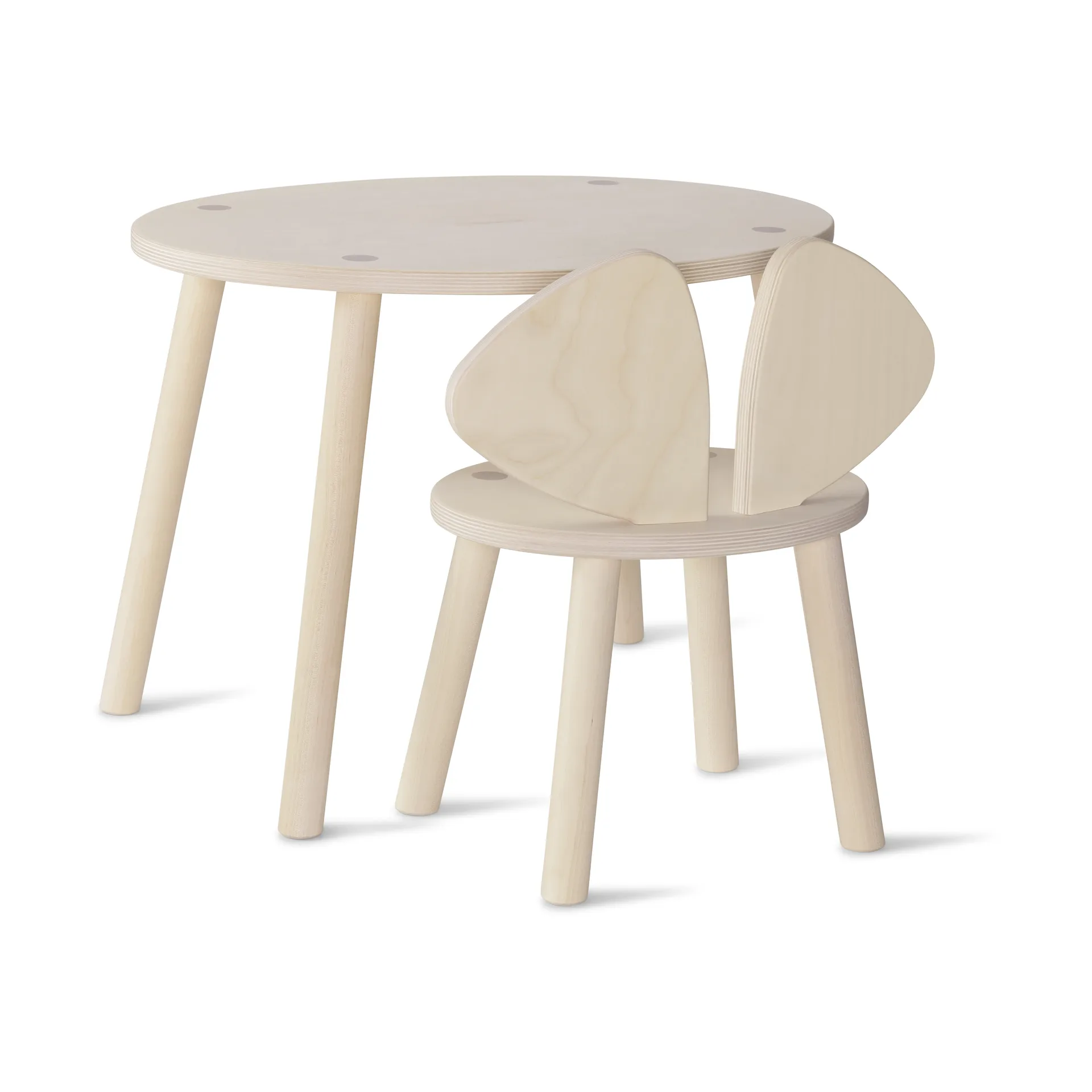 Ensemble Mouse chaise haute + table, Bouleau Nofred