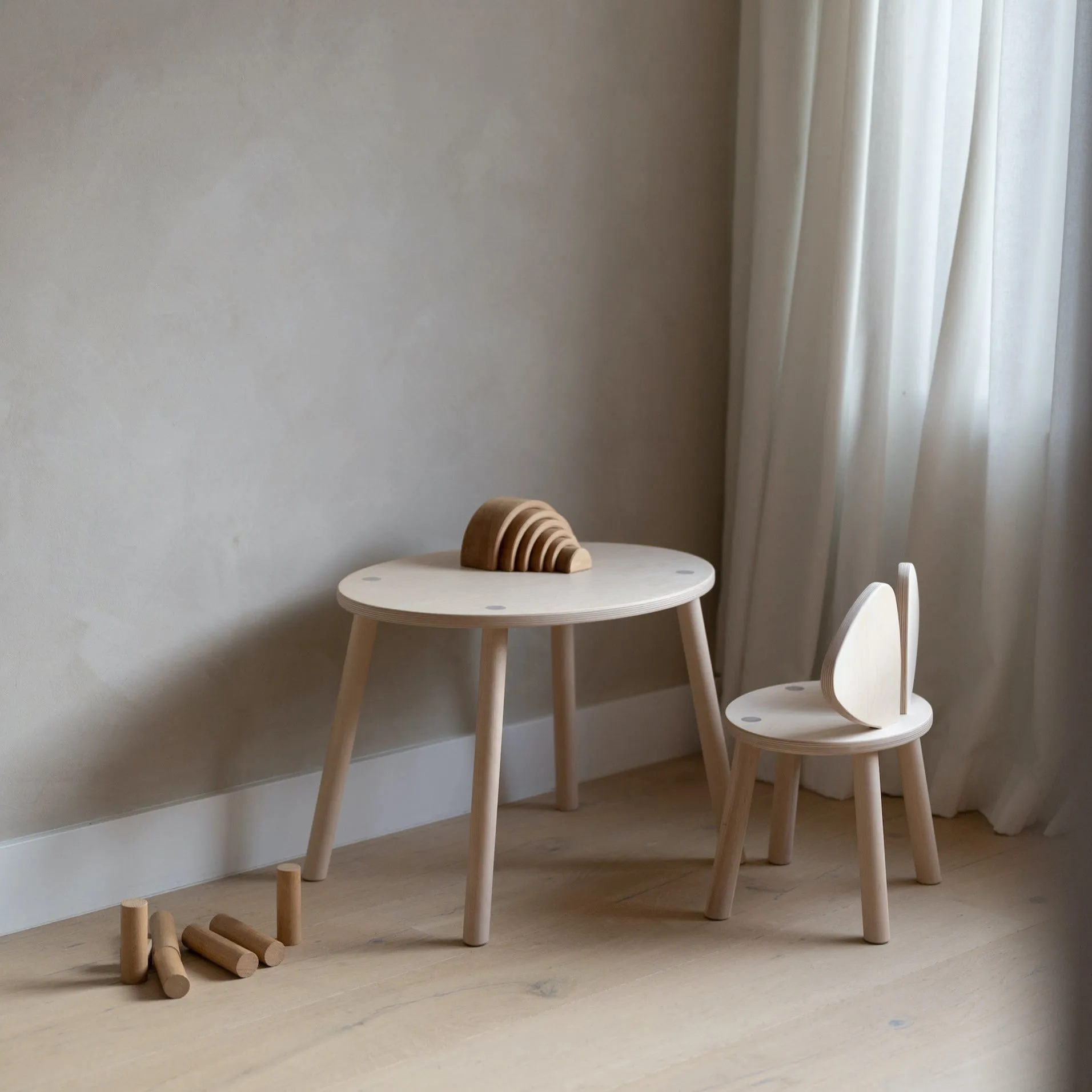 Ensemble Mouse chaise haute + table, Bouleau Nofred