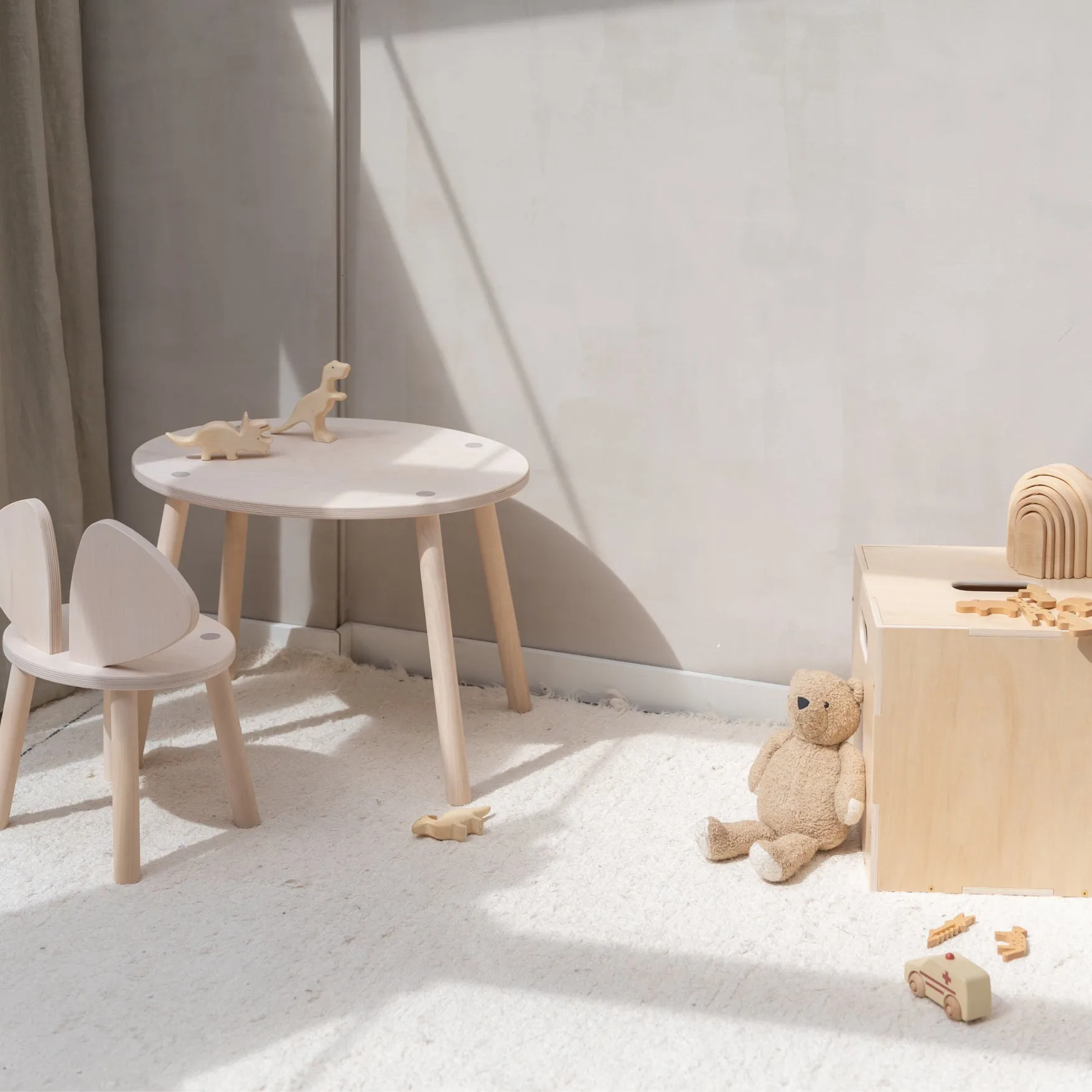 Ensemble Mouse chaise haute + table, Bouleau Nofred