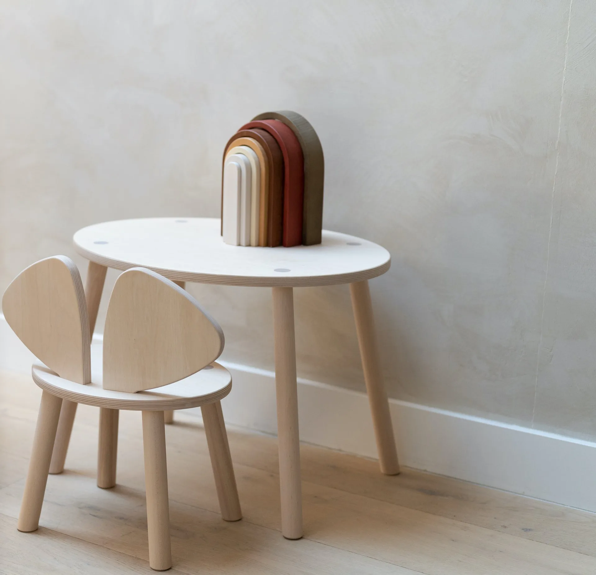 Ensemble Mouse chaise haute + table, Bouleau Nofred