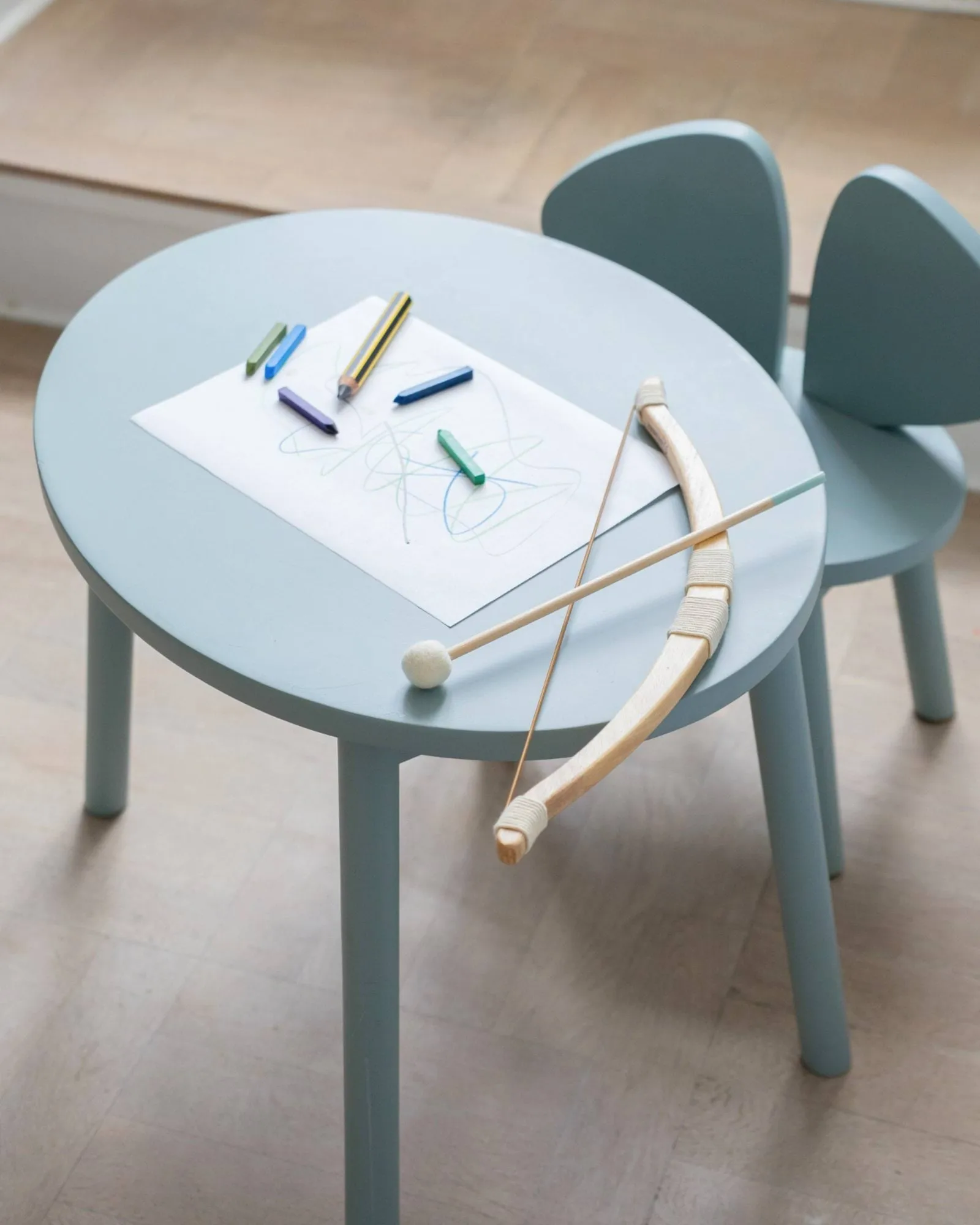 Ensemble Mouse chaise haute + table, Vert olive Nofred