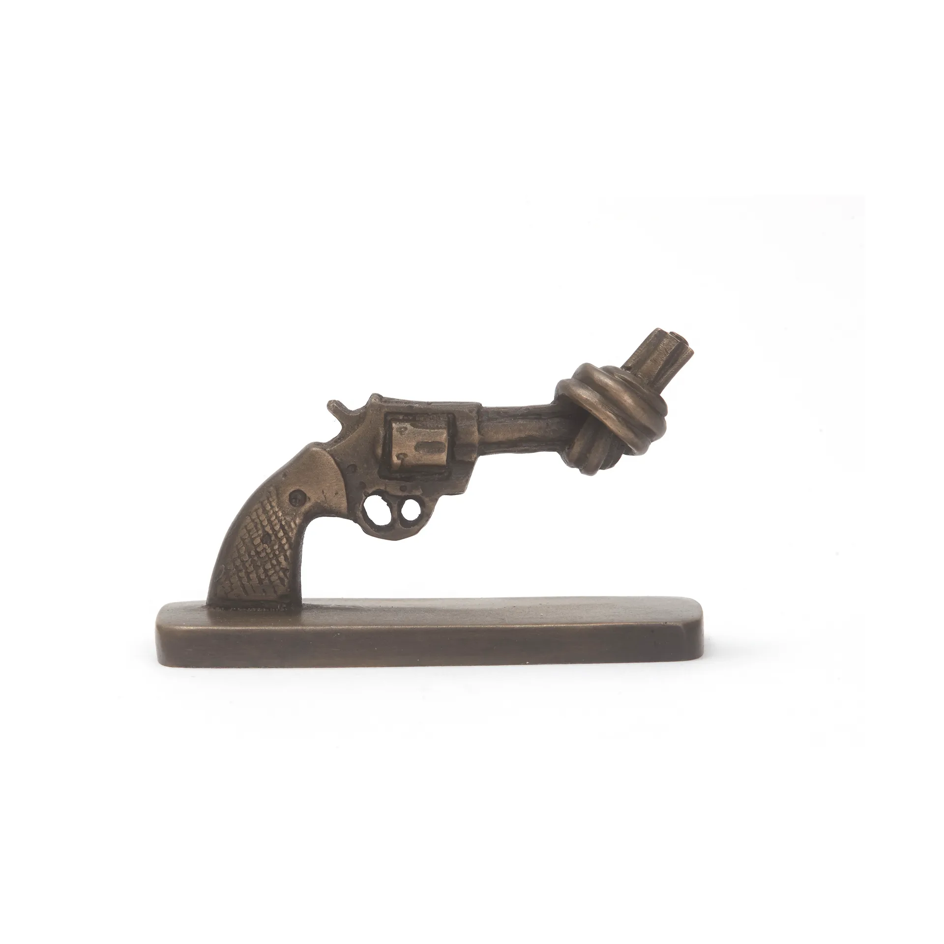 Knotted Gun mini 7 cm, Bronze mat Non Violence