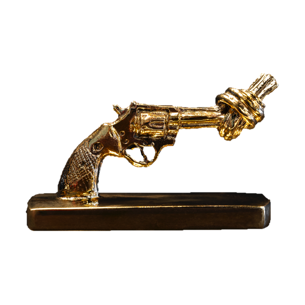 Non Violence Knotted Gun mini 7 cm Bronze | Design Scandinave | Accessoires décoratifs | Doré