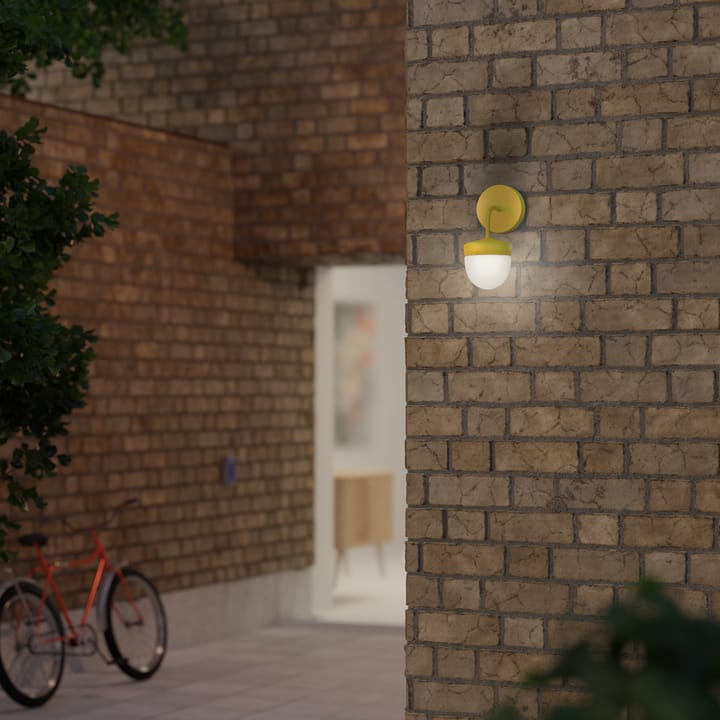Lampe murale Pan 10 cm verre givré, Jaune Noon