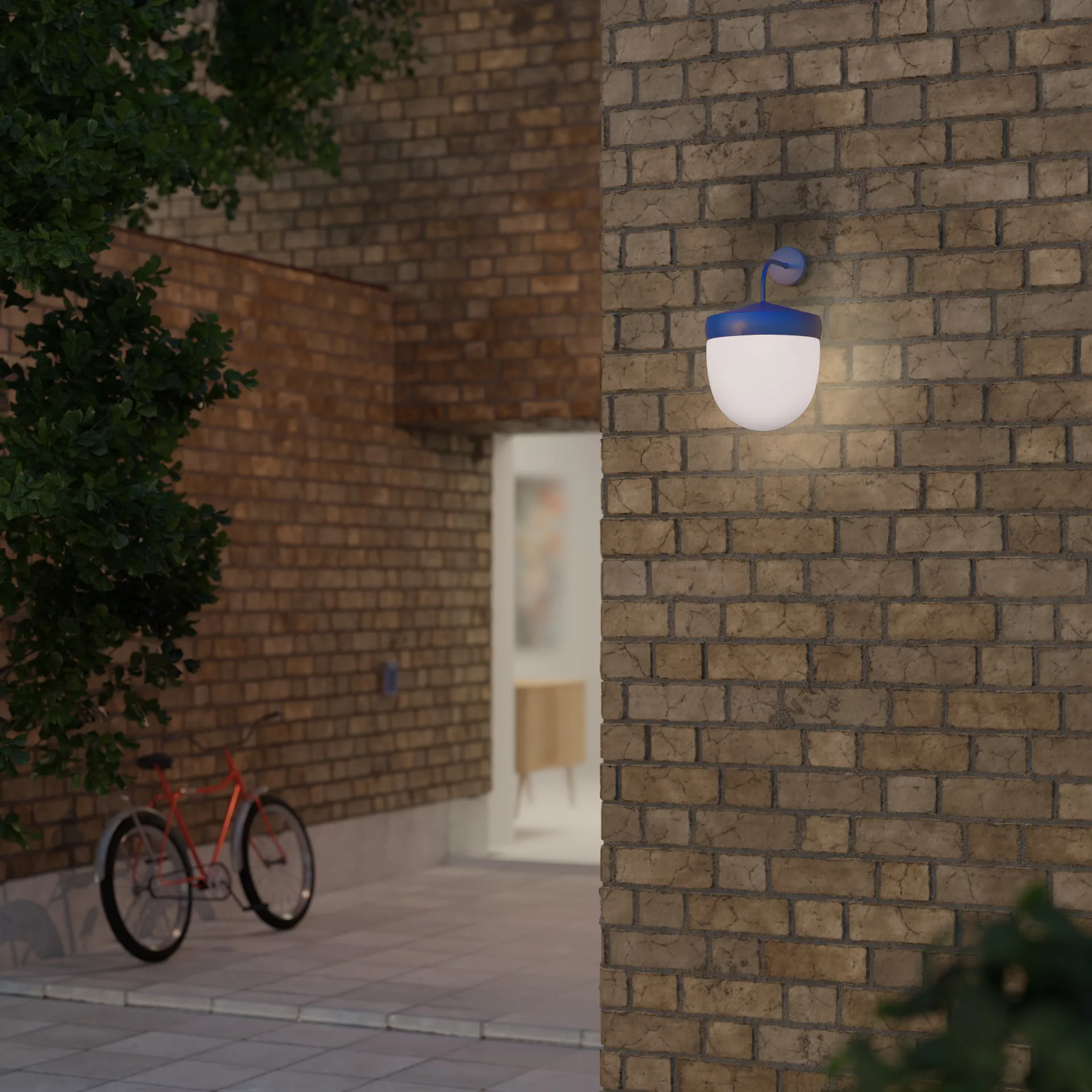 Lampe murale Pan 30 cm verre givré, Bleu Noon