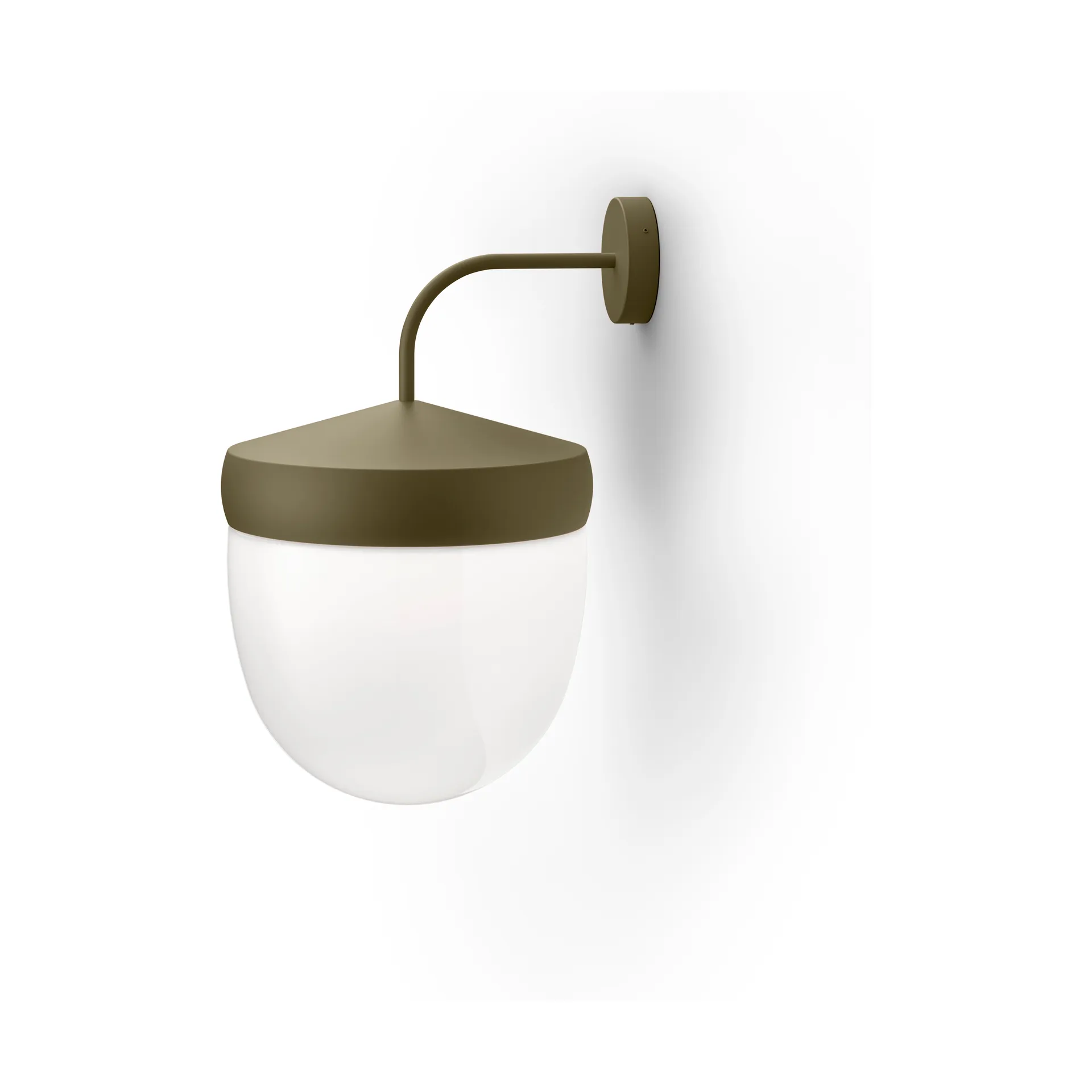 Lampe murale Pan 30 cm verre givré, Gris olive Noon