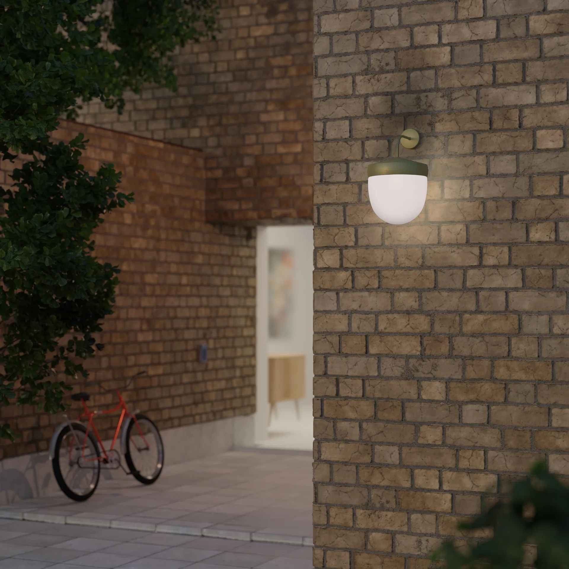 Lampe murale Pan 30 cm verre givré, Gris olive Noon