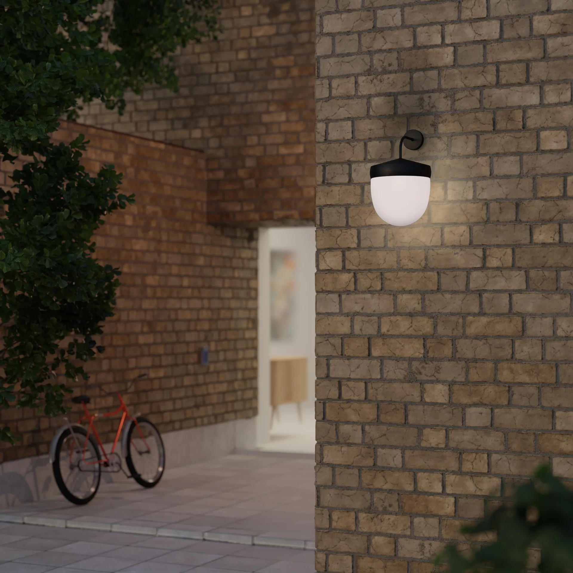 Lampe murale Pan 30 cm verre givré, Noir Noon