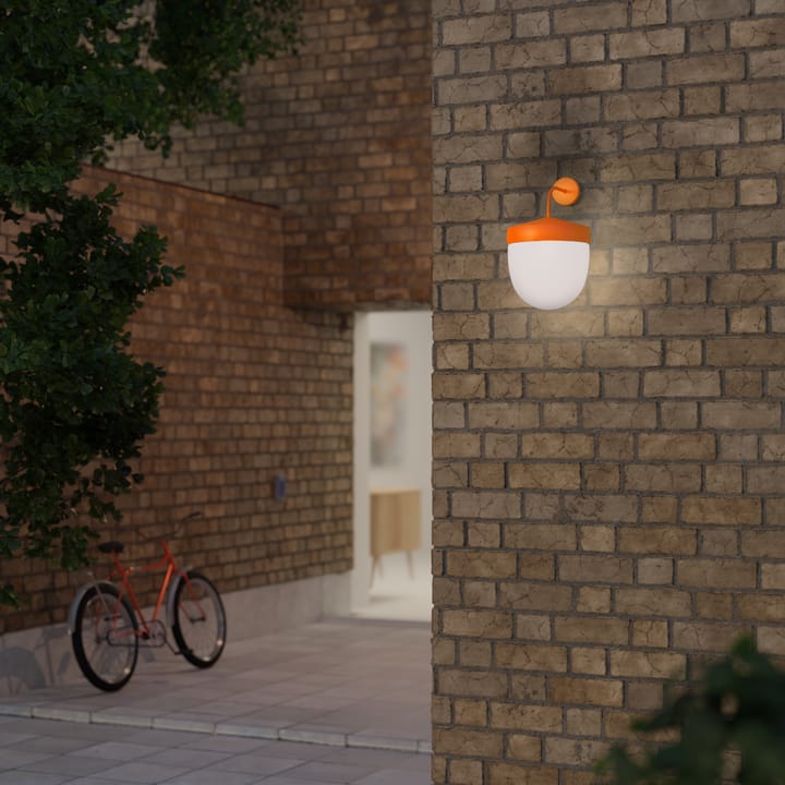 Lampe murale Pan 30 cm verre givré, Orange Noon