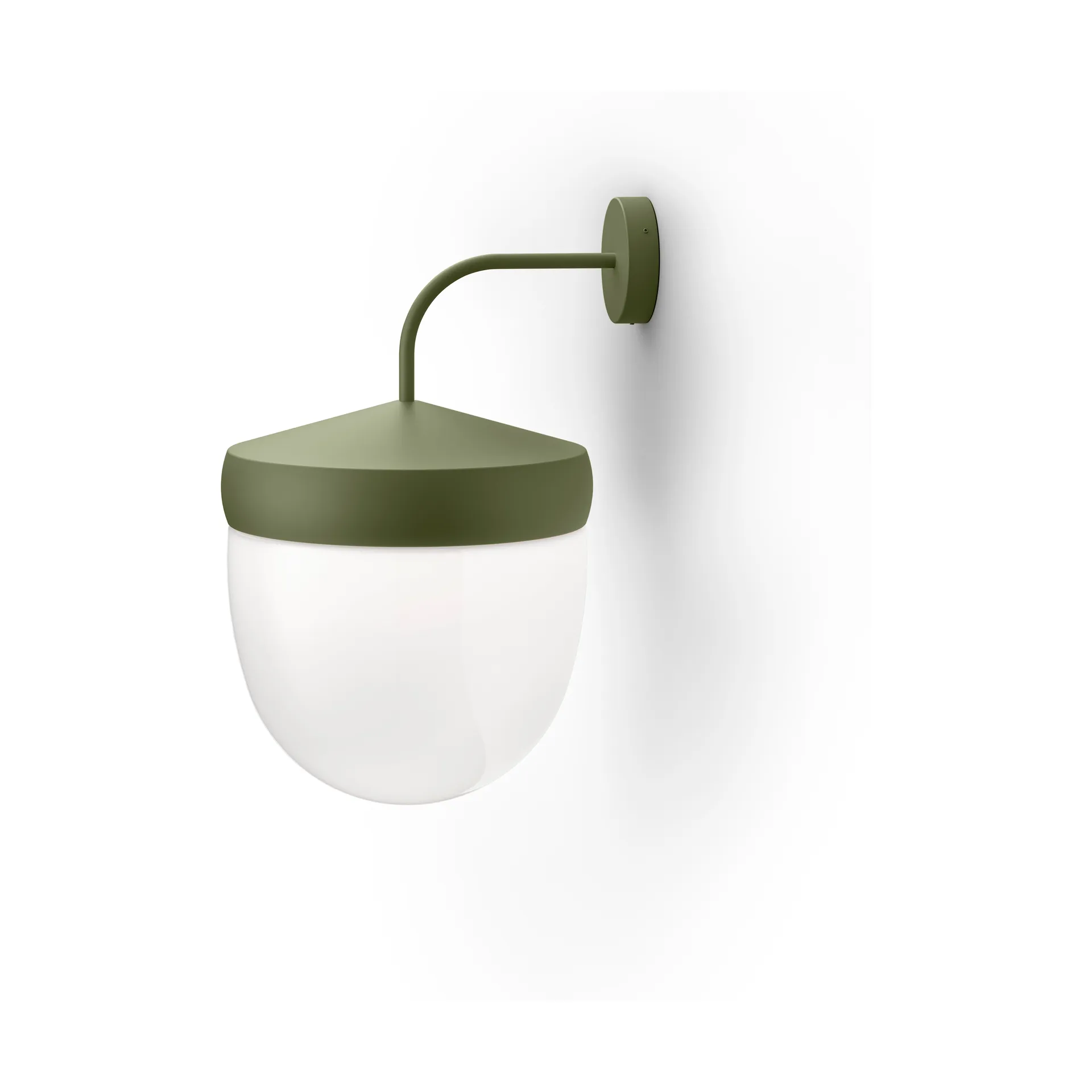 Lampe murale Pan 30 cm verre givré, Vert militaire Noon