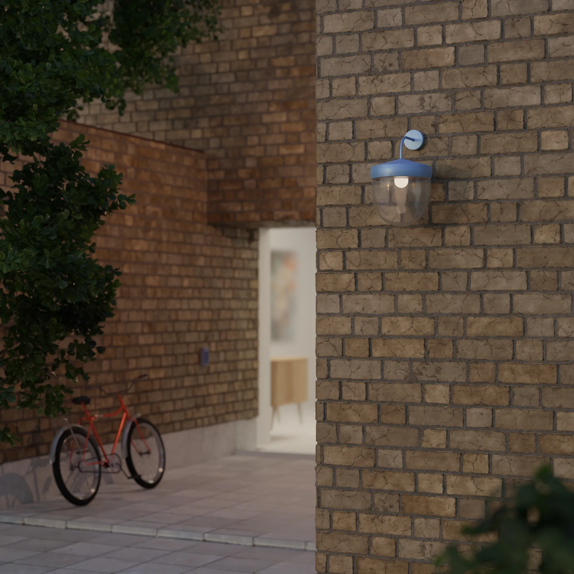 Lampe murale Pan 30 cm verre transparent, Bleu pastel Noon