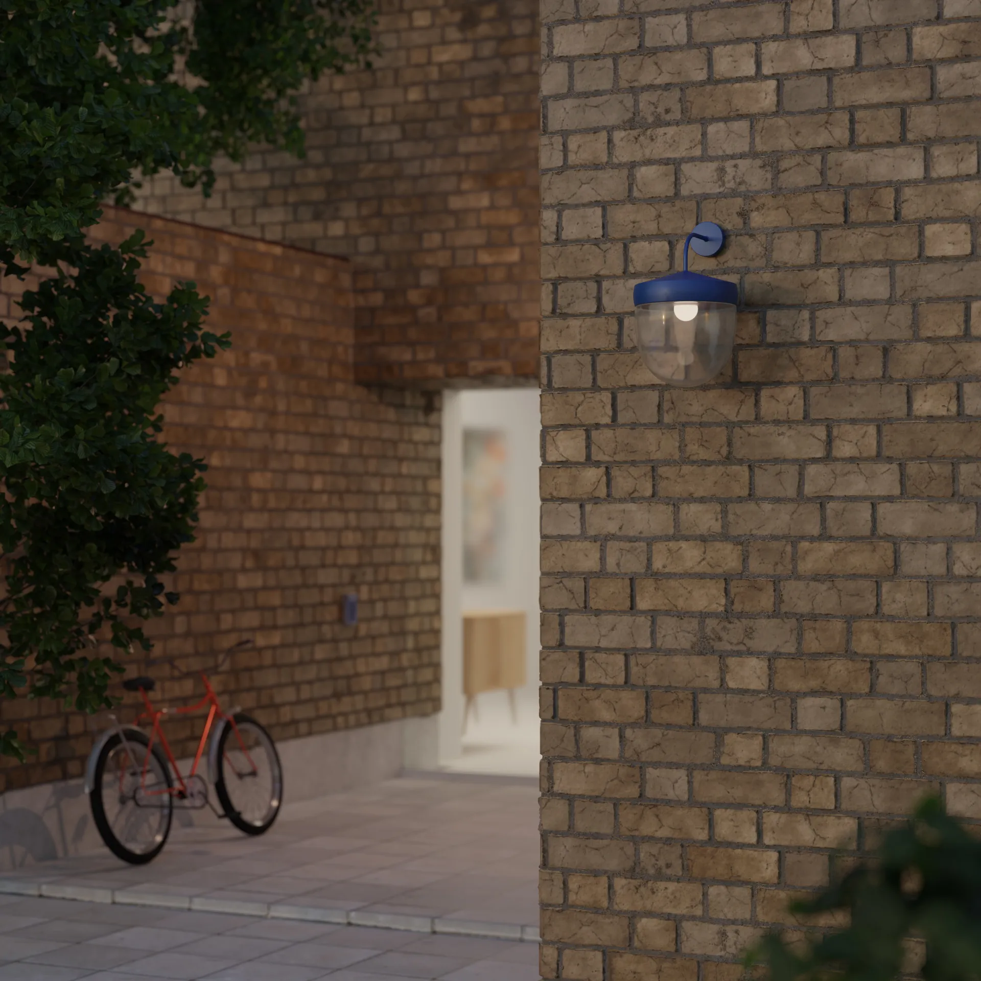 Lampe murale Pan 30 cm verre transparent, Bleu Noon