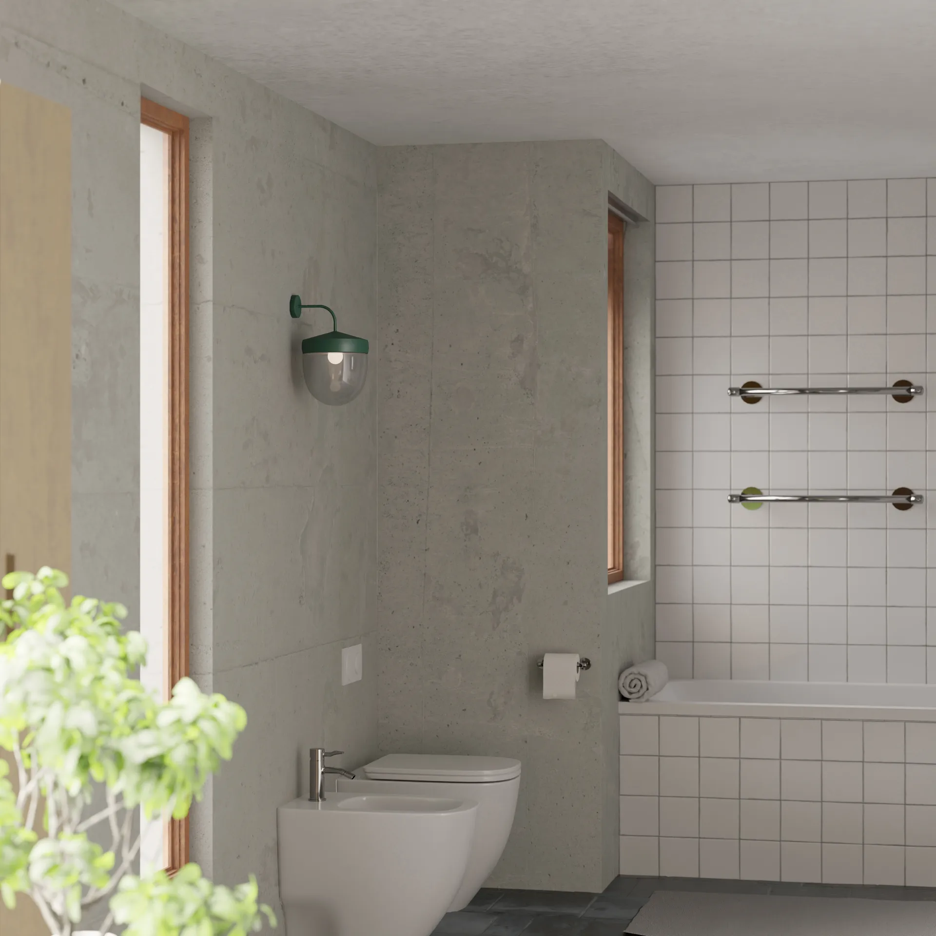 Lampe murale Pan 30 cm verre transparent, British racing green Noon