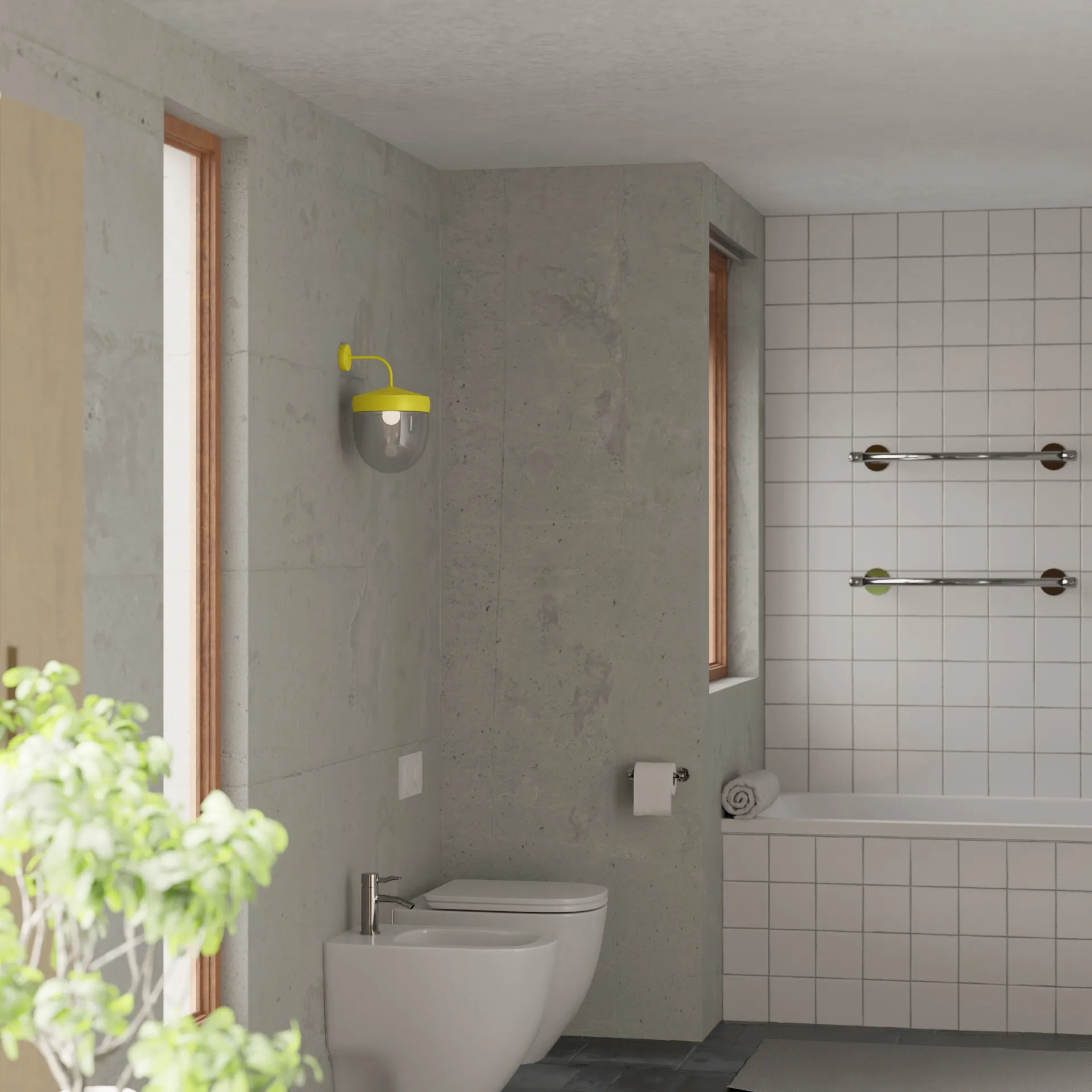 Lampe murale Pan 30 cm verre transparent, Jaune Noon