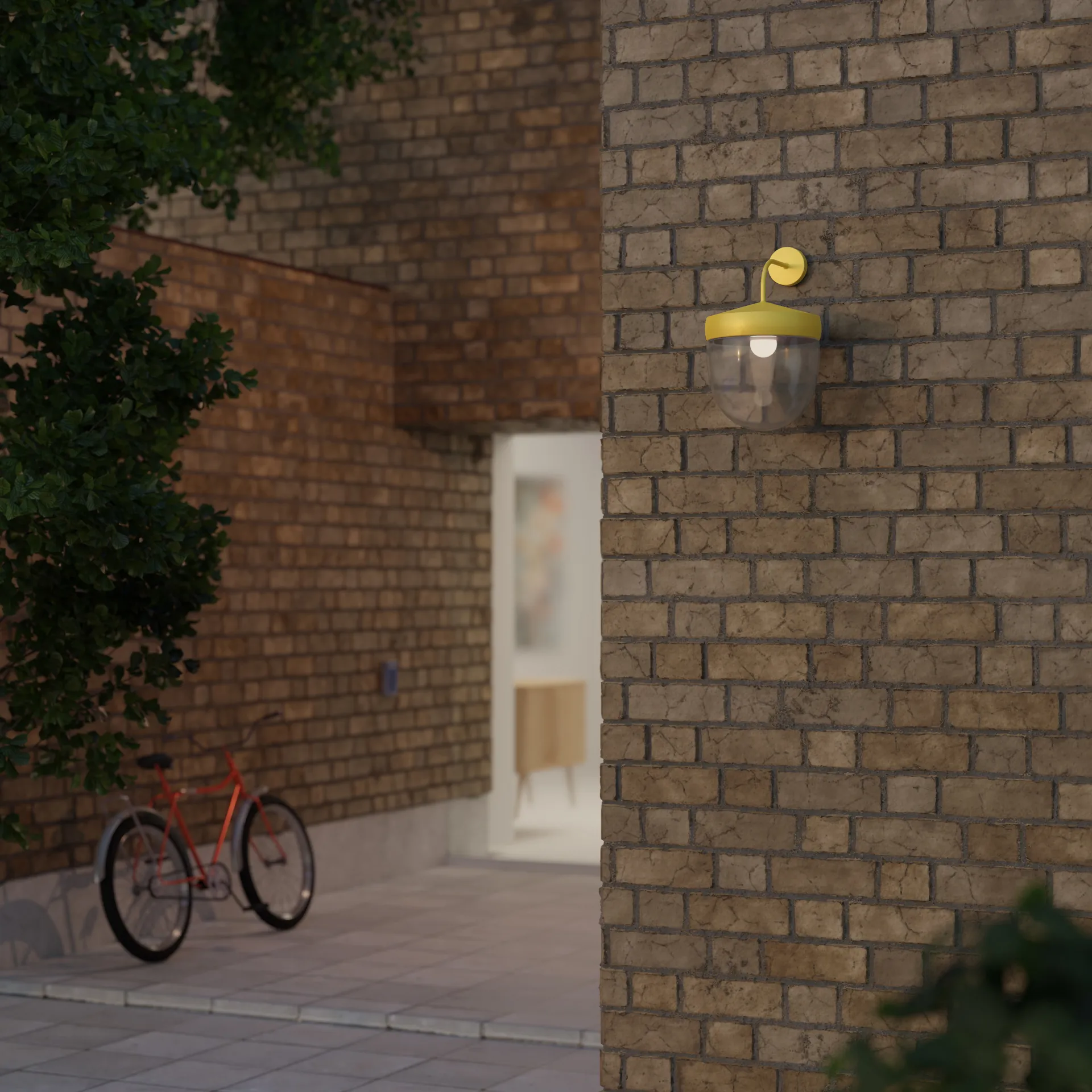 Lampe murale Pan 30 cm verre transparent, Jaune Noon