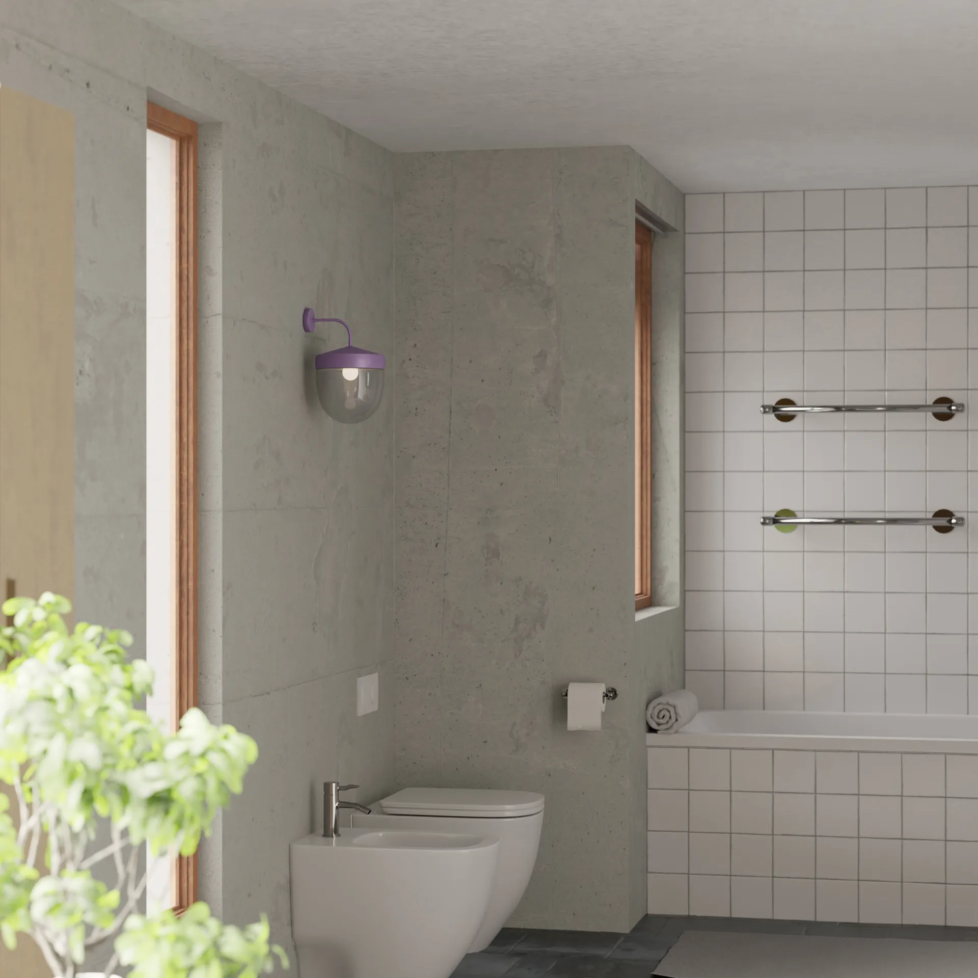 Lampe murale Pan 30 cm verre transparent, Lila Noon