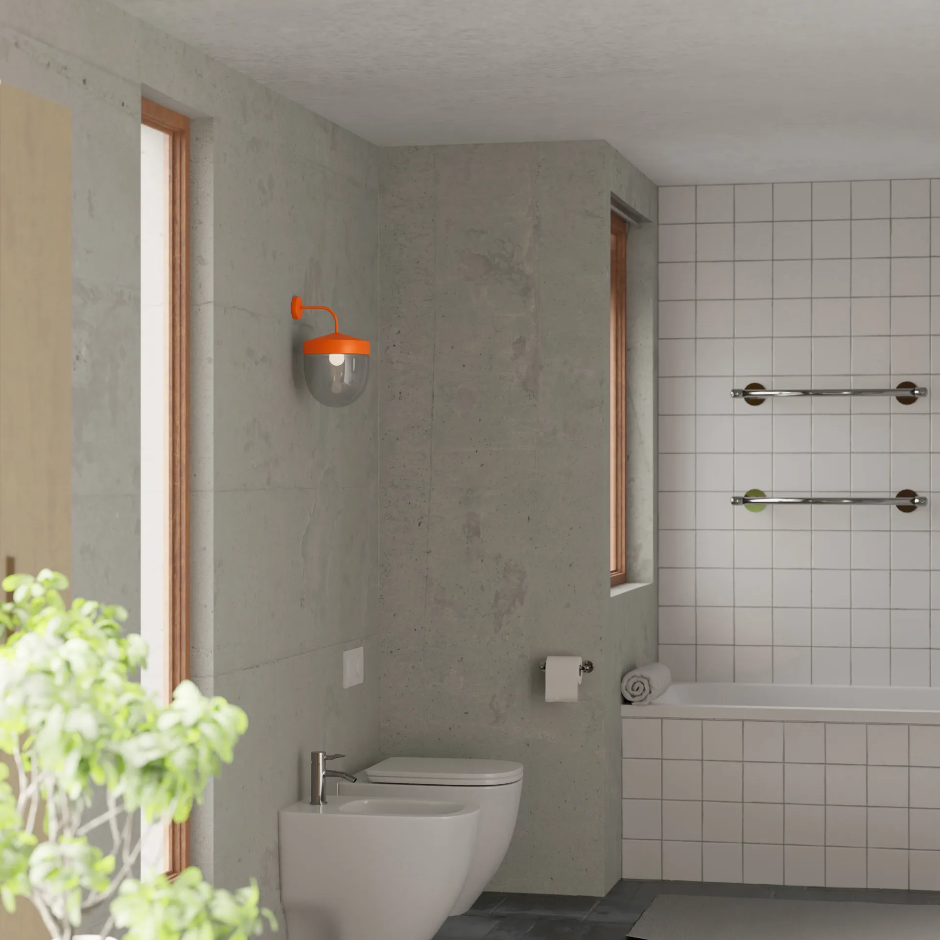 Lampe murale Pan 30 cm verre transparent, Orange Noon