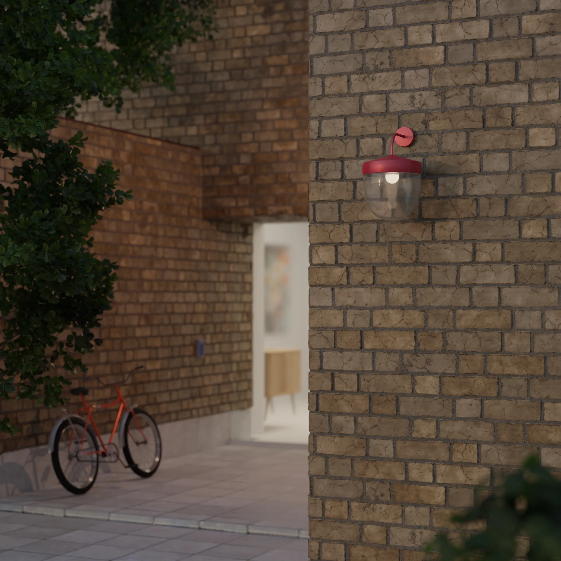 Lampe murale Pan 30 cm verre transparent, Rouge Noon