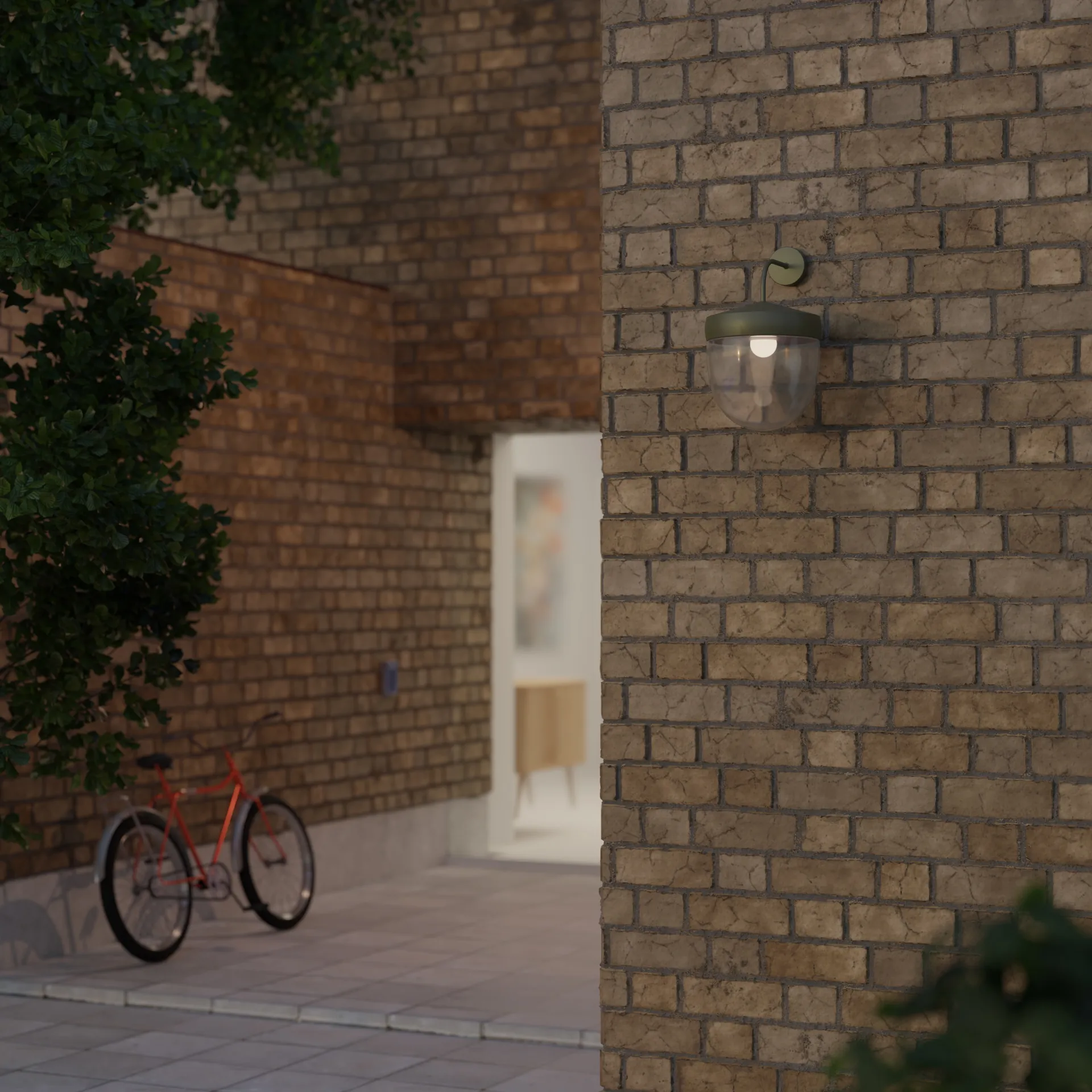 Lampe murale Pan 30 cm verre transparent, Vert militaire Noon