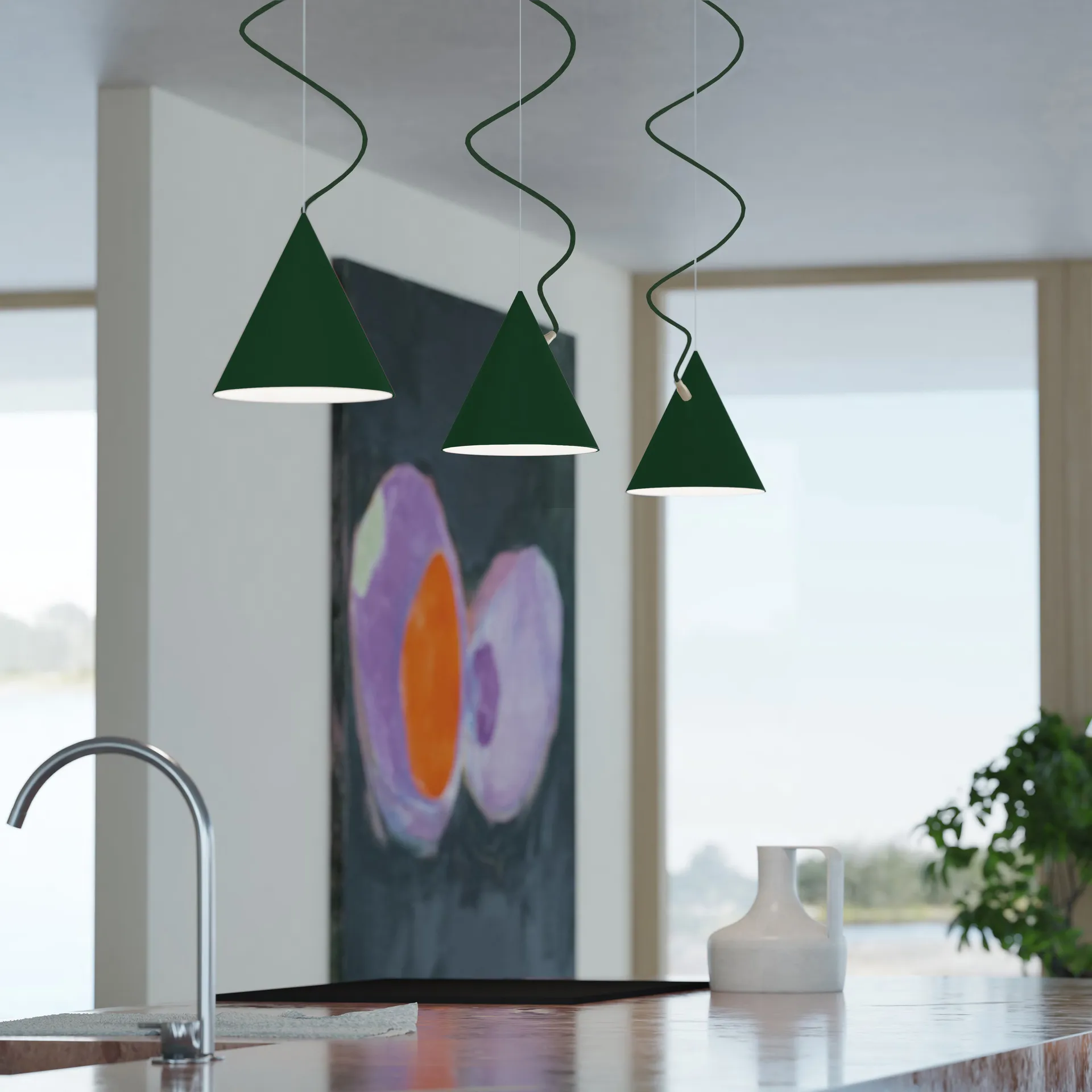 Suspension Castor 20 cm, British racing green - vert foncé - laiton Noon