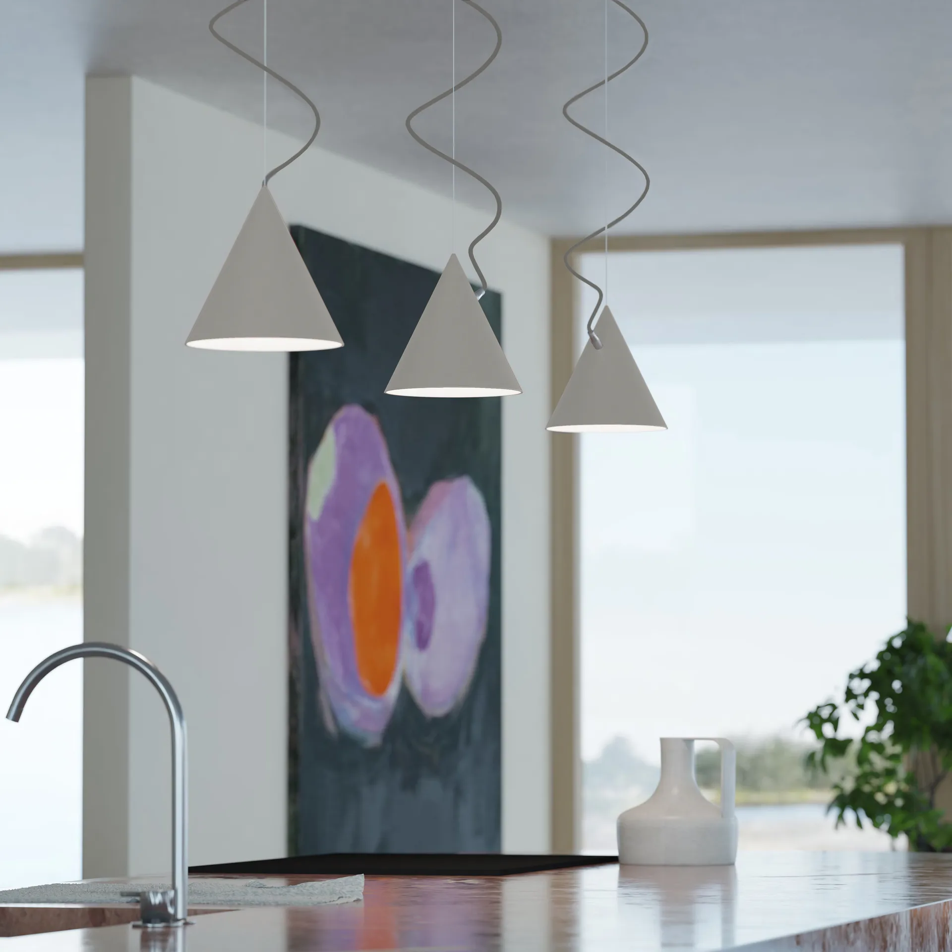 Suspension Castor 20 cm, Gris-gris clair-argenté Noon