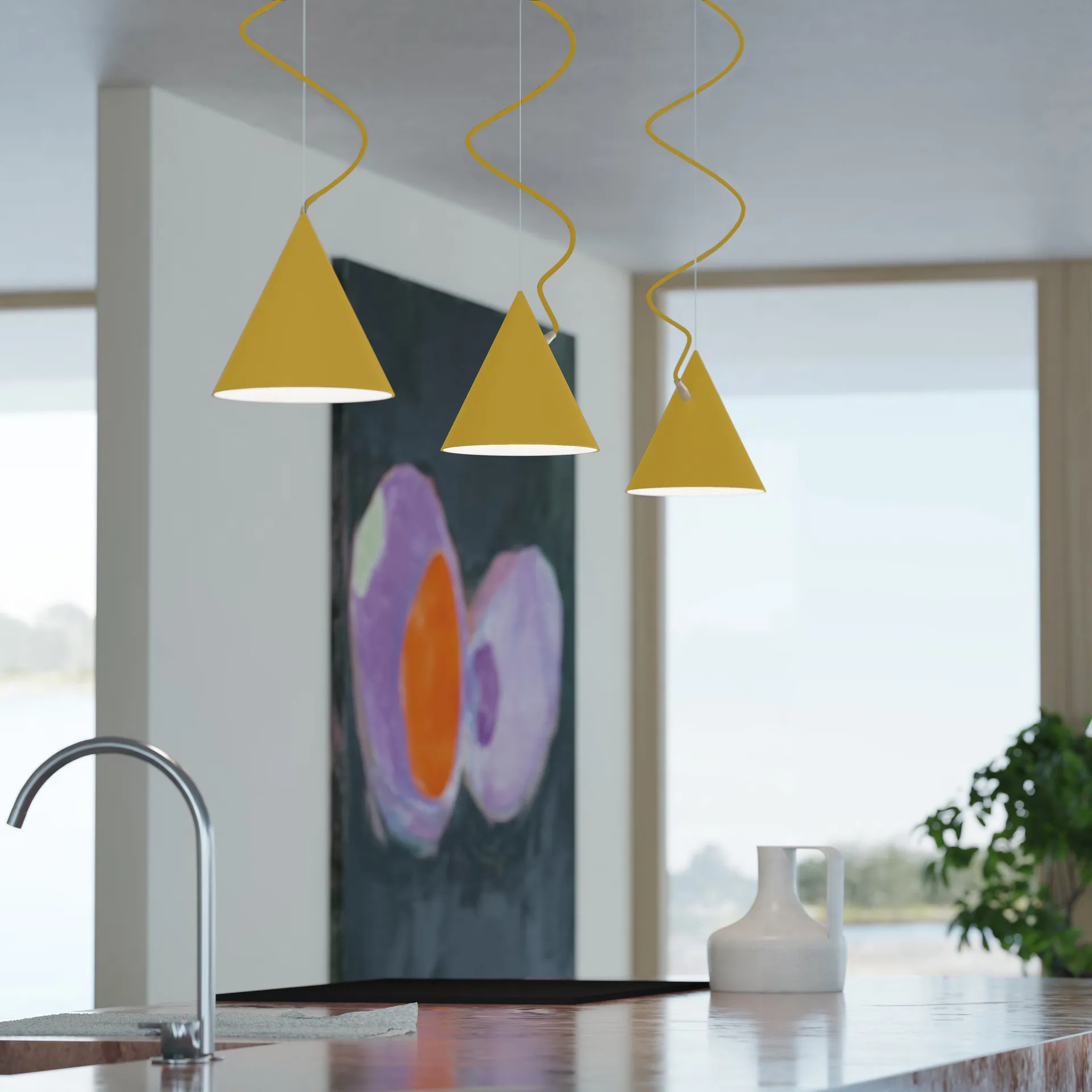 Suspension Castor 20 cm, Or jaune-soufre jaune-laiton Noon