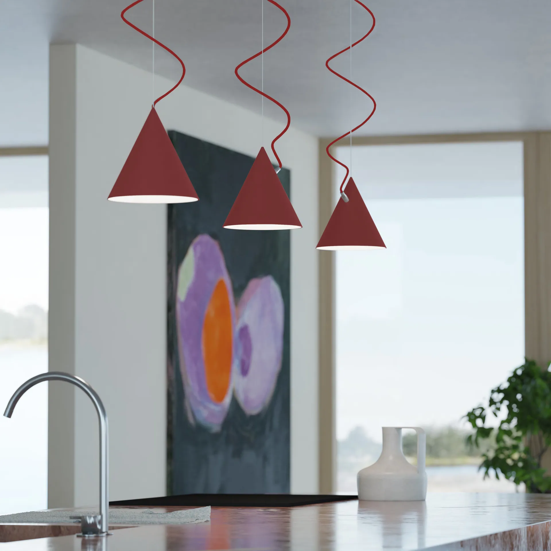 Suspension Castor 20 cm, Rouge-rouge-argent Noon