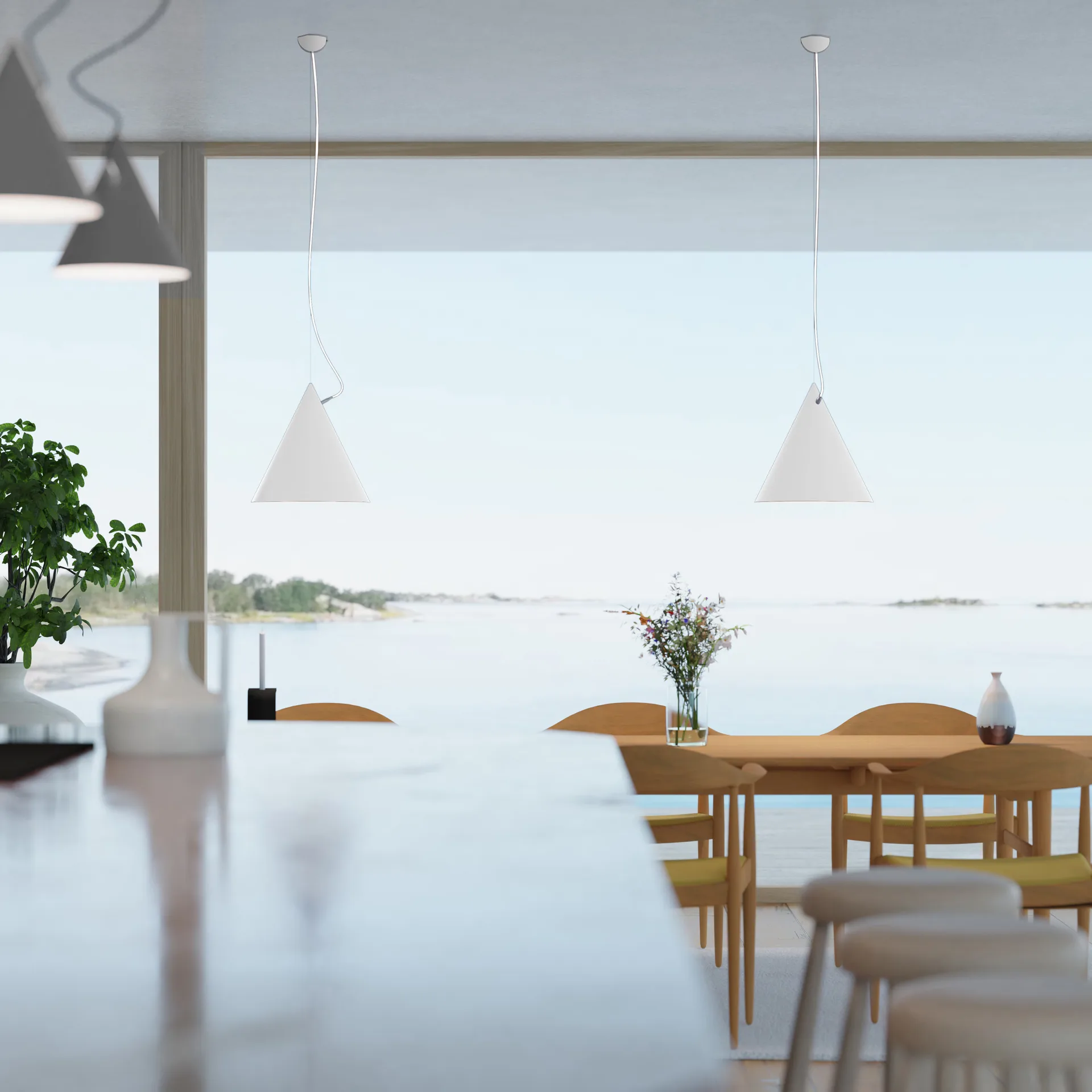 Suspension Castor 40 cm, Blanc-blanc-argent Noon