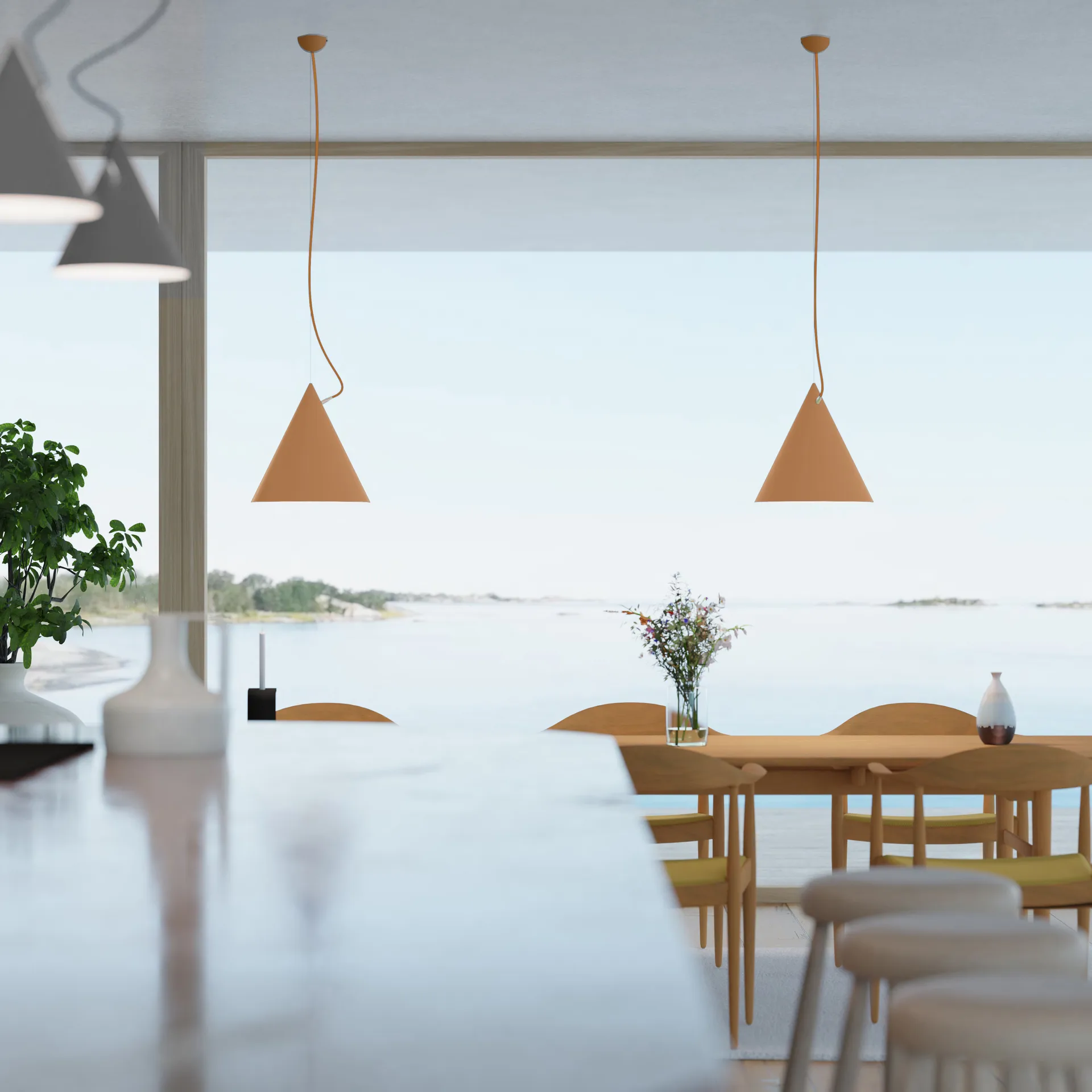 Suspension Castor 40 cm, Brun-okra-laiton Noon