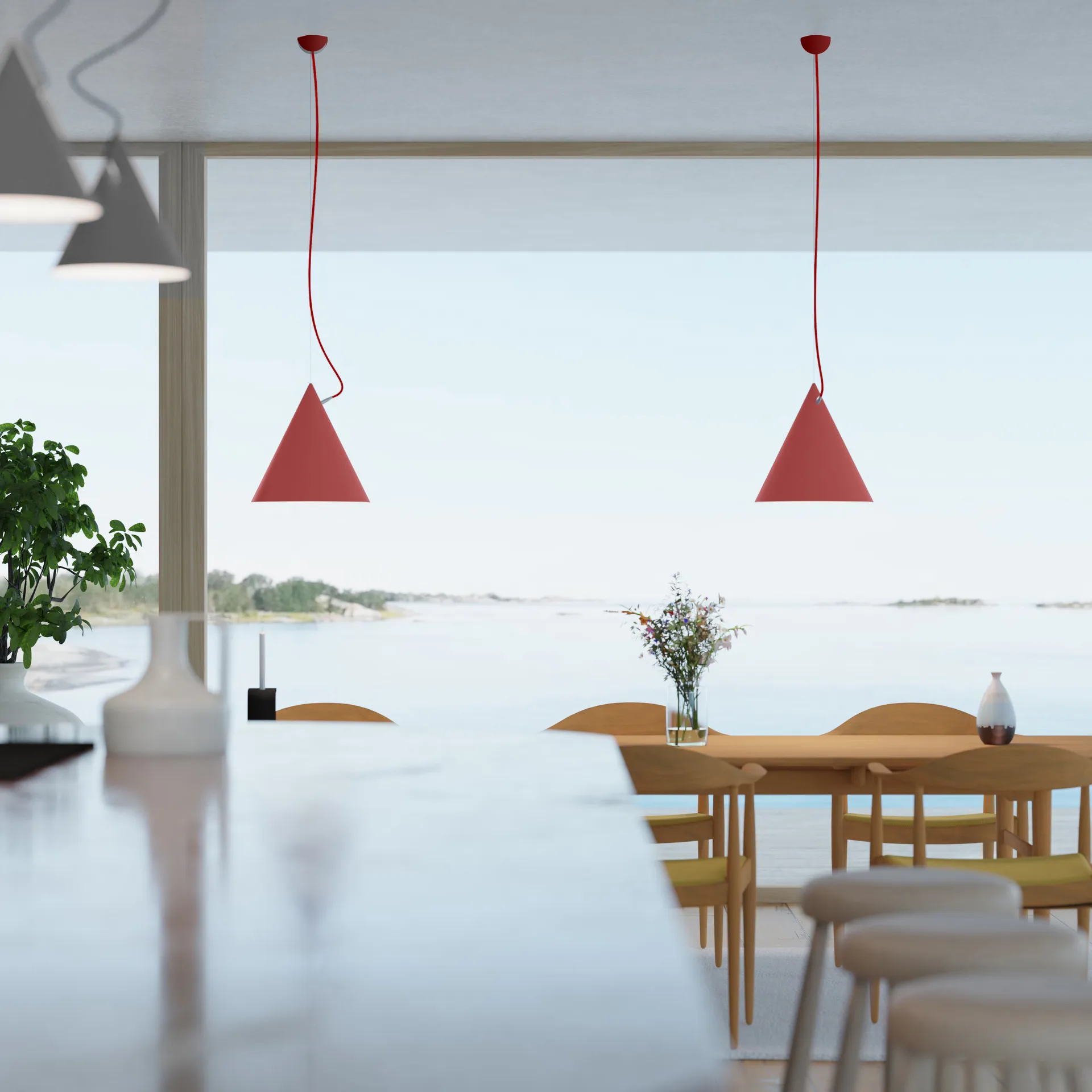 Suspension Castor 40 cm, Rouge-rouge-argent Noon