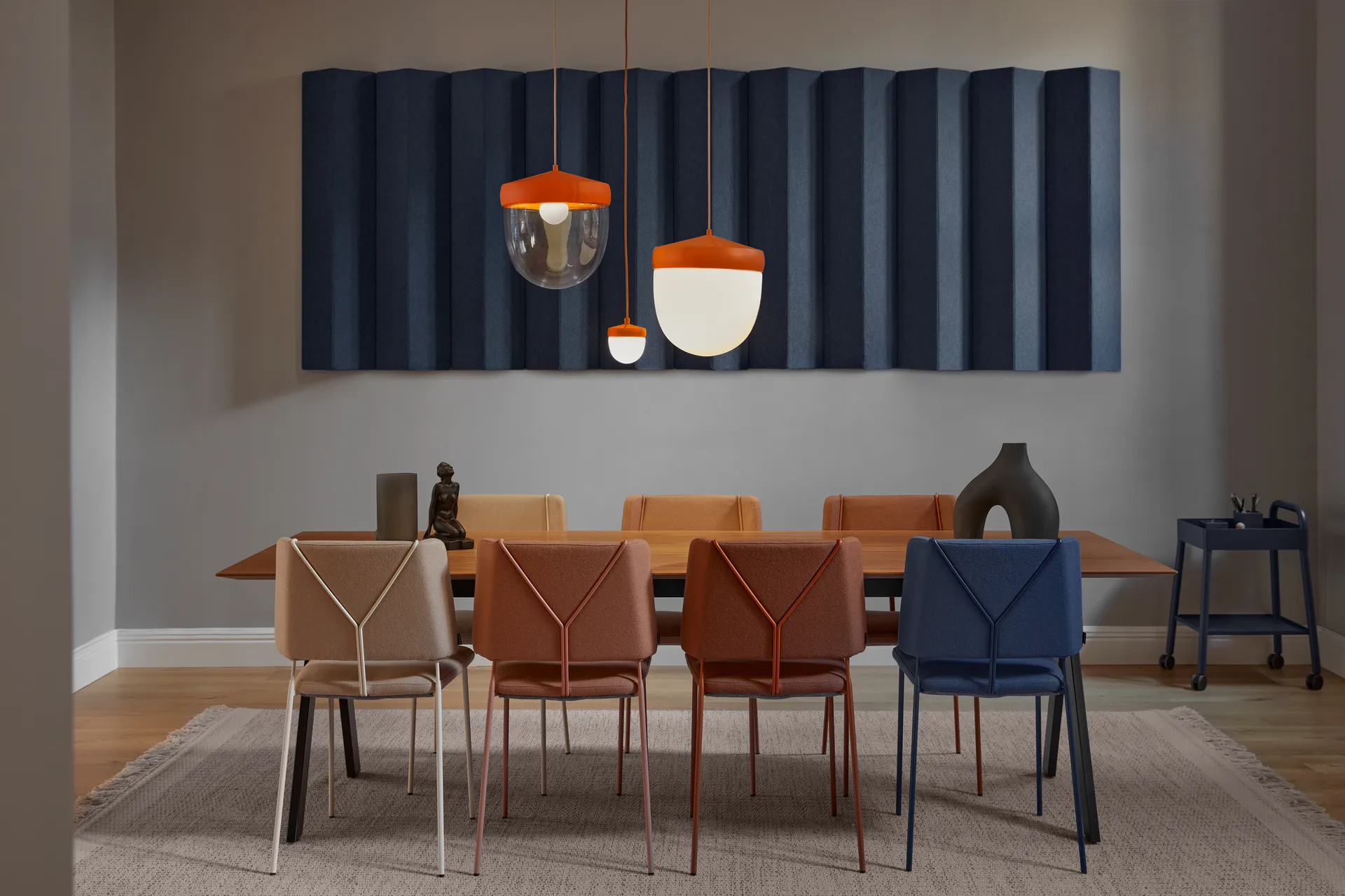 Suspension Pan 30 cm verre transparent, Orange-orange Noon