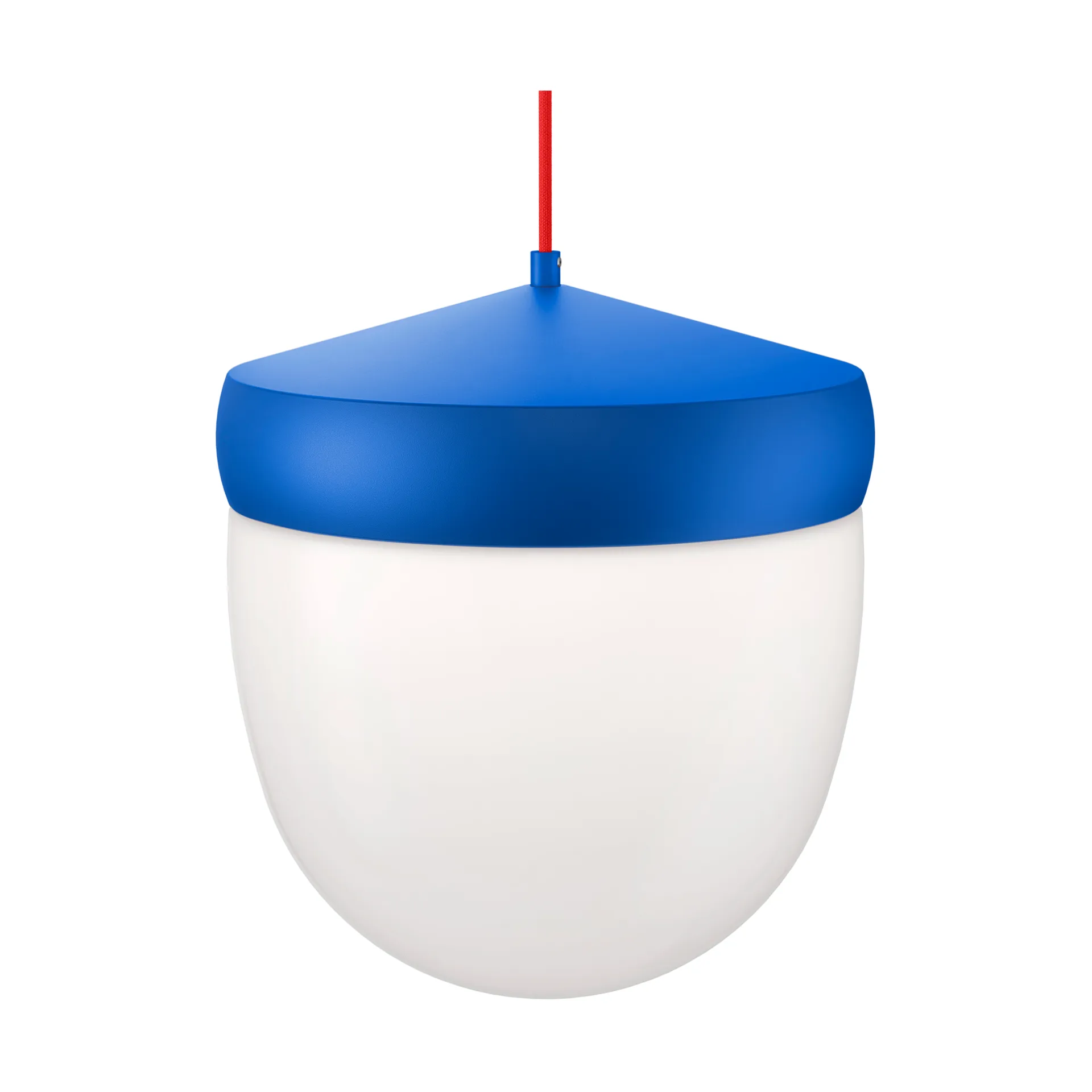 Suspension Pan verre givré 30 cm, Bleu clair-rouge Noon