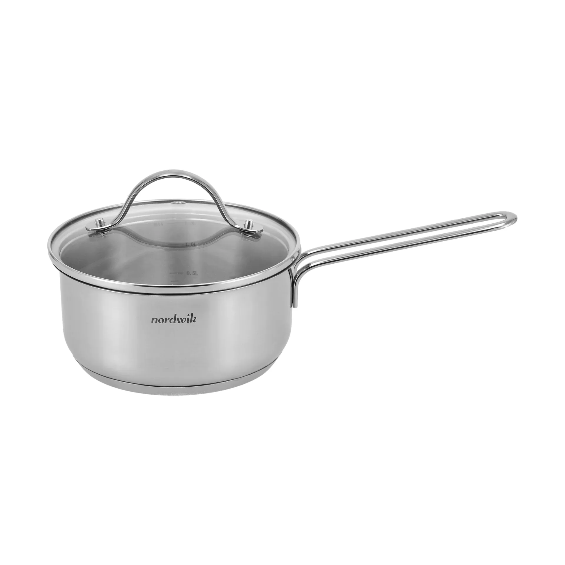 Casserole Nordwik avec couvercle en verre 1,3 litre, Acier inoxydable Nordwik